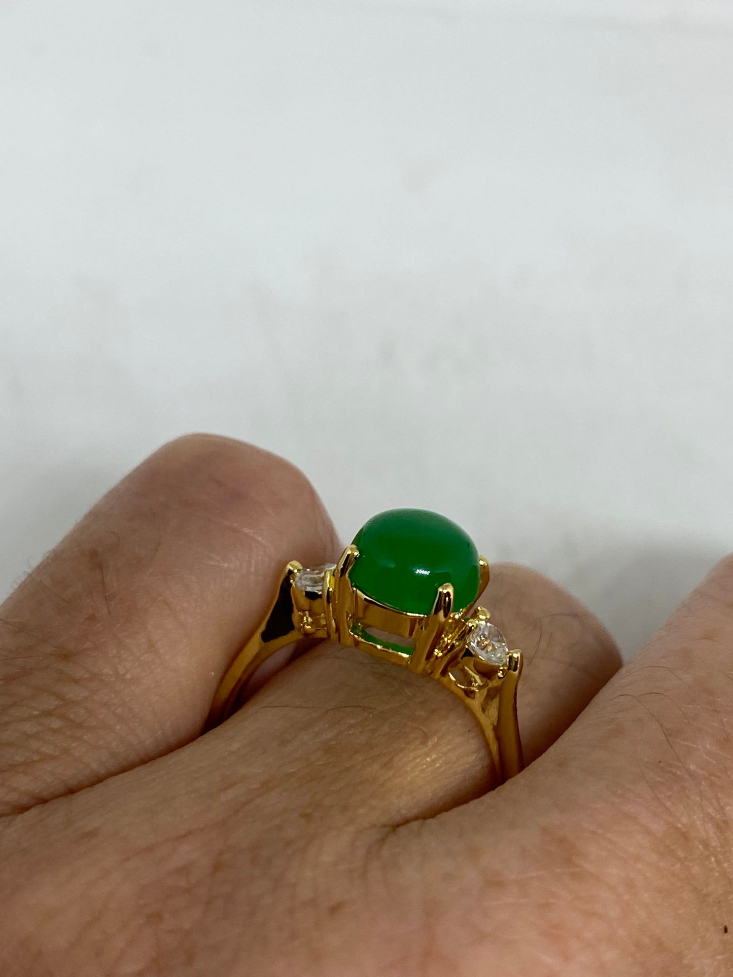 Vintage Lucky Green Nephrite Jade Ring