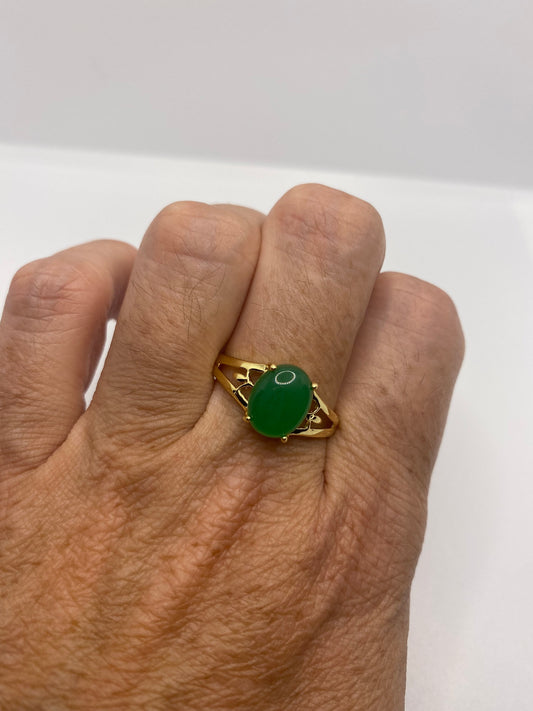 Vintage Lucky Green Nephrite Jade Ring