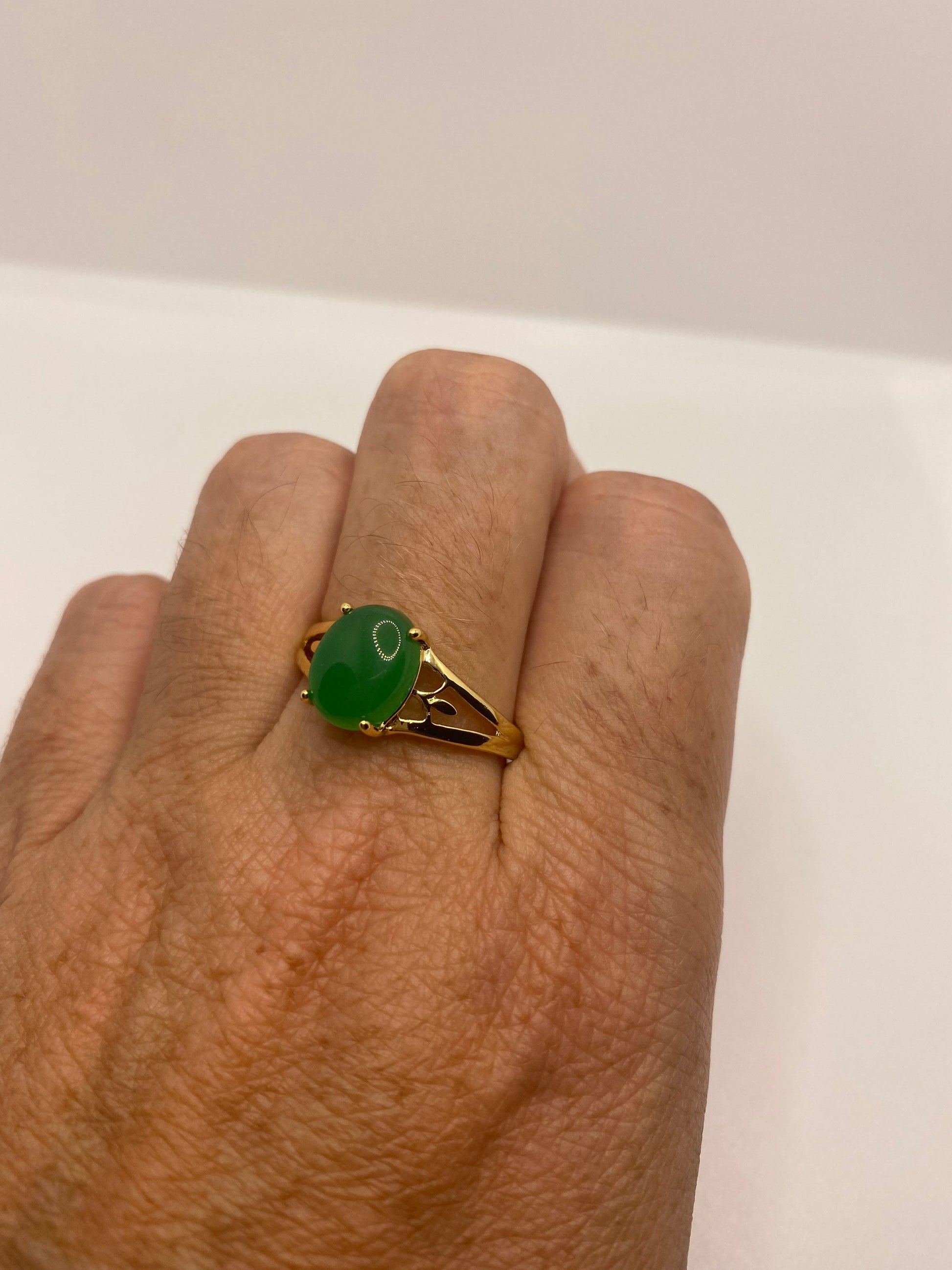 Vintage Lucky Green Nephrite Jade Ring