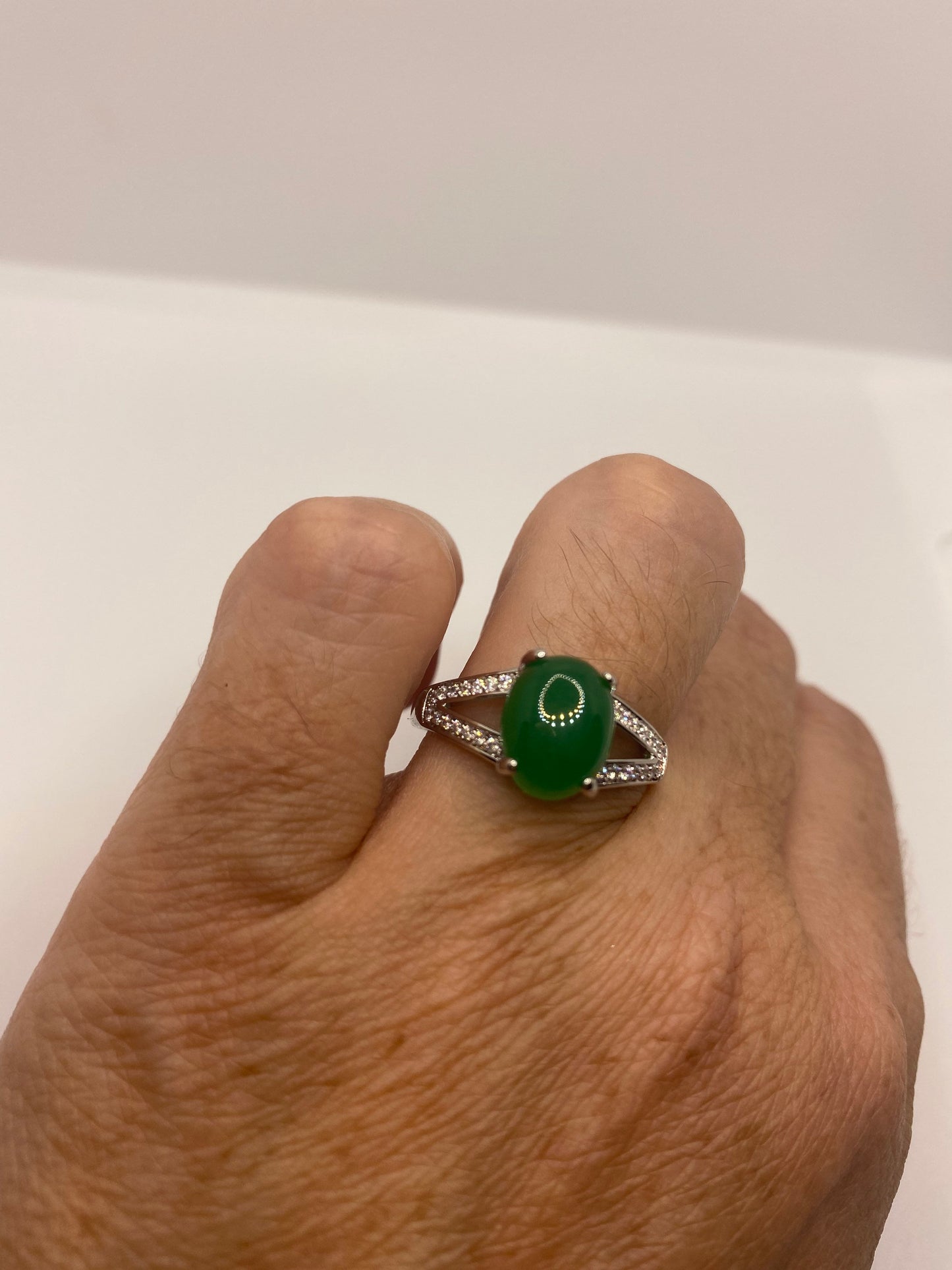 Vintage Lucky Green Nephrite Jade Ring