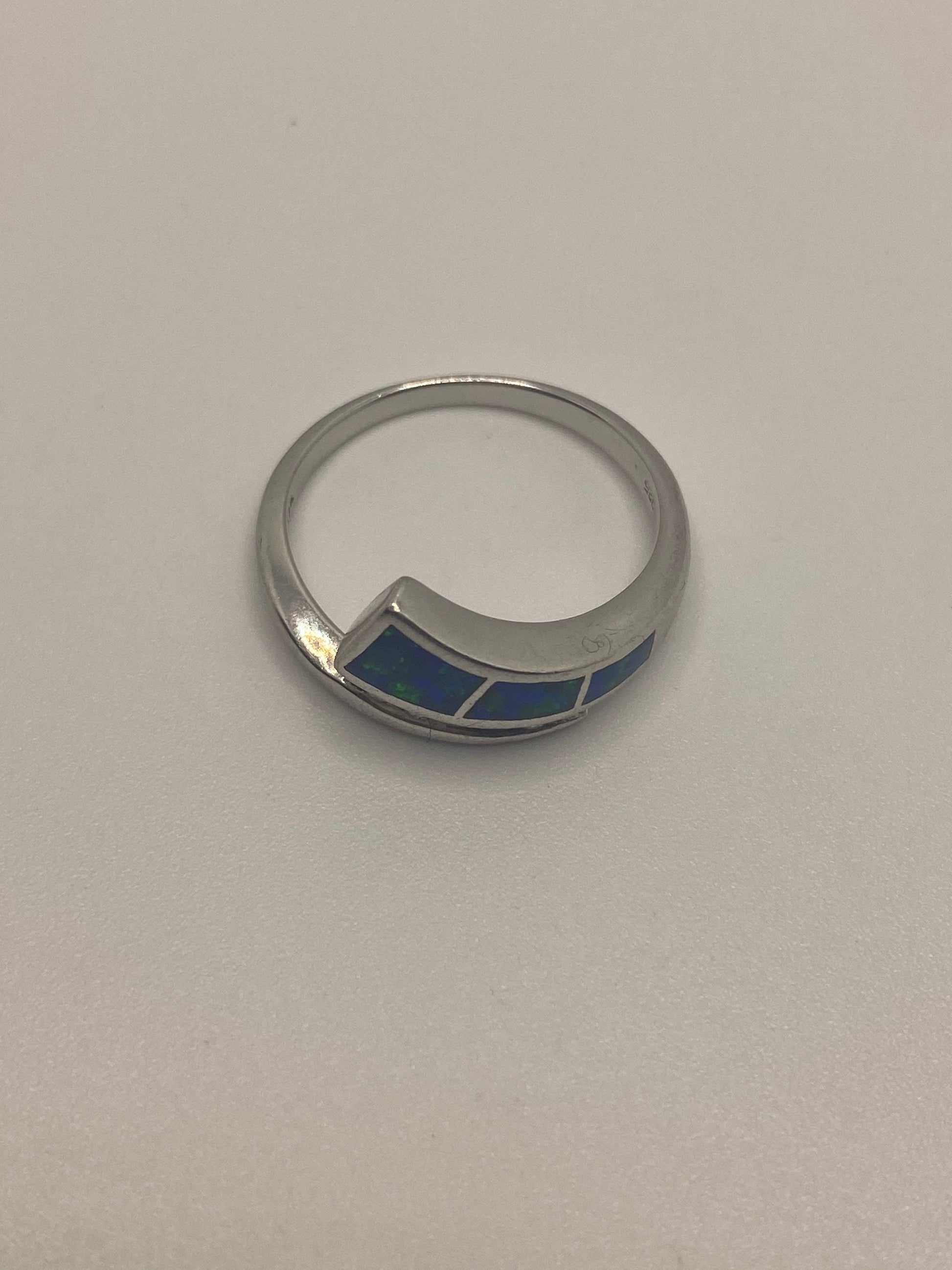 Vintage Opal 925 Sterling Silver Inlay Ring