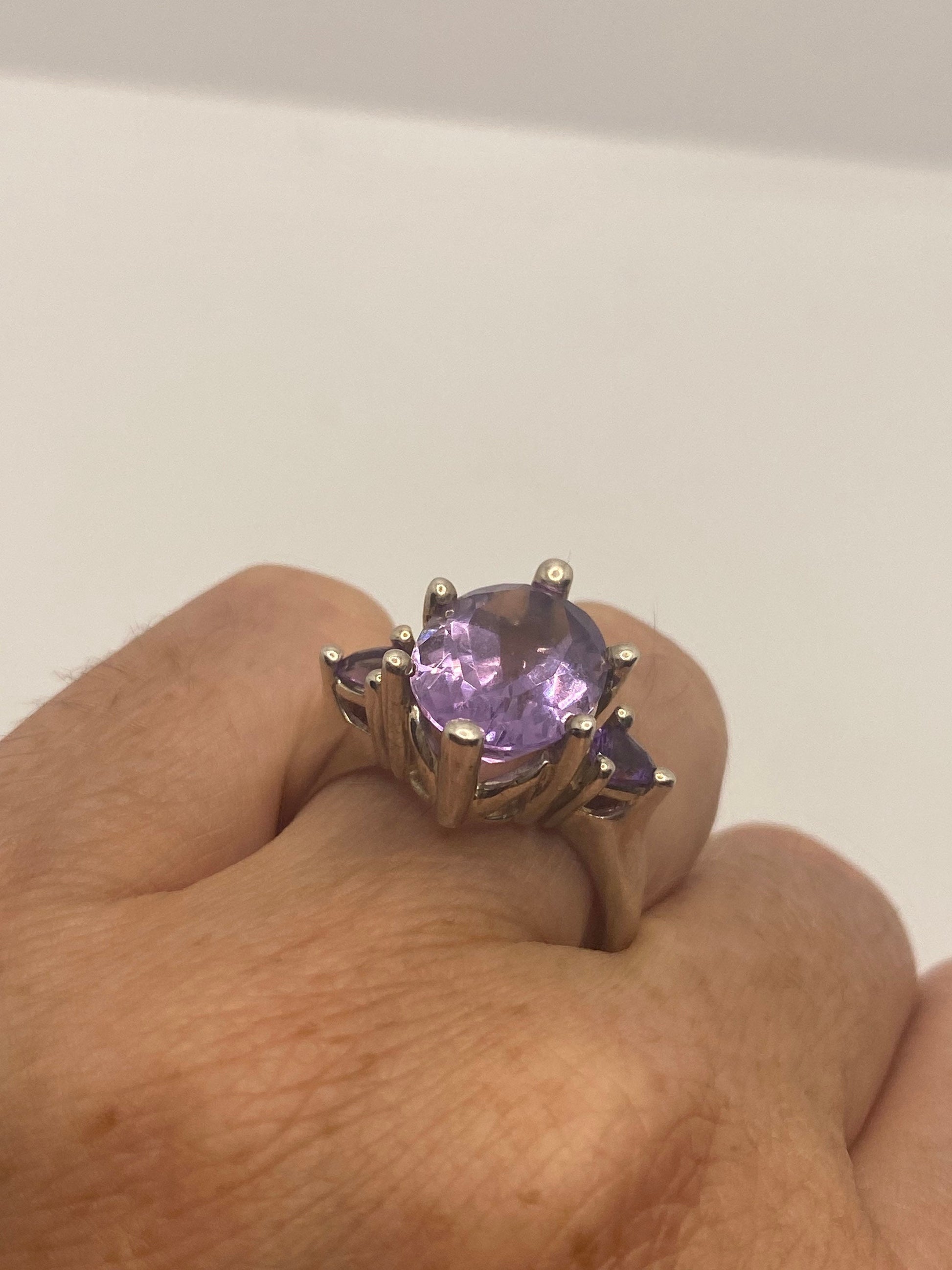 Vintage Purple Amethyst Ring 925 Sterling Silver