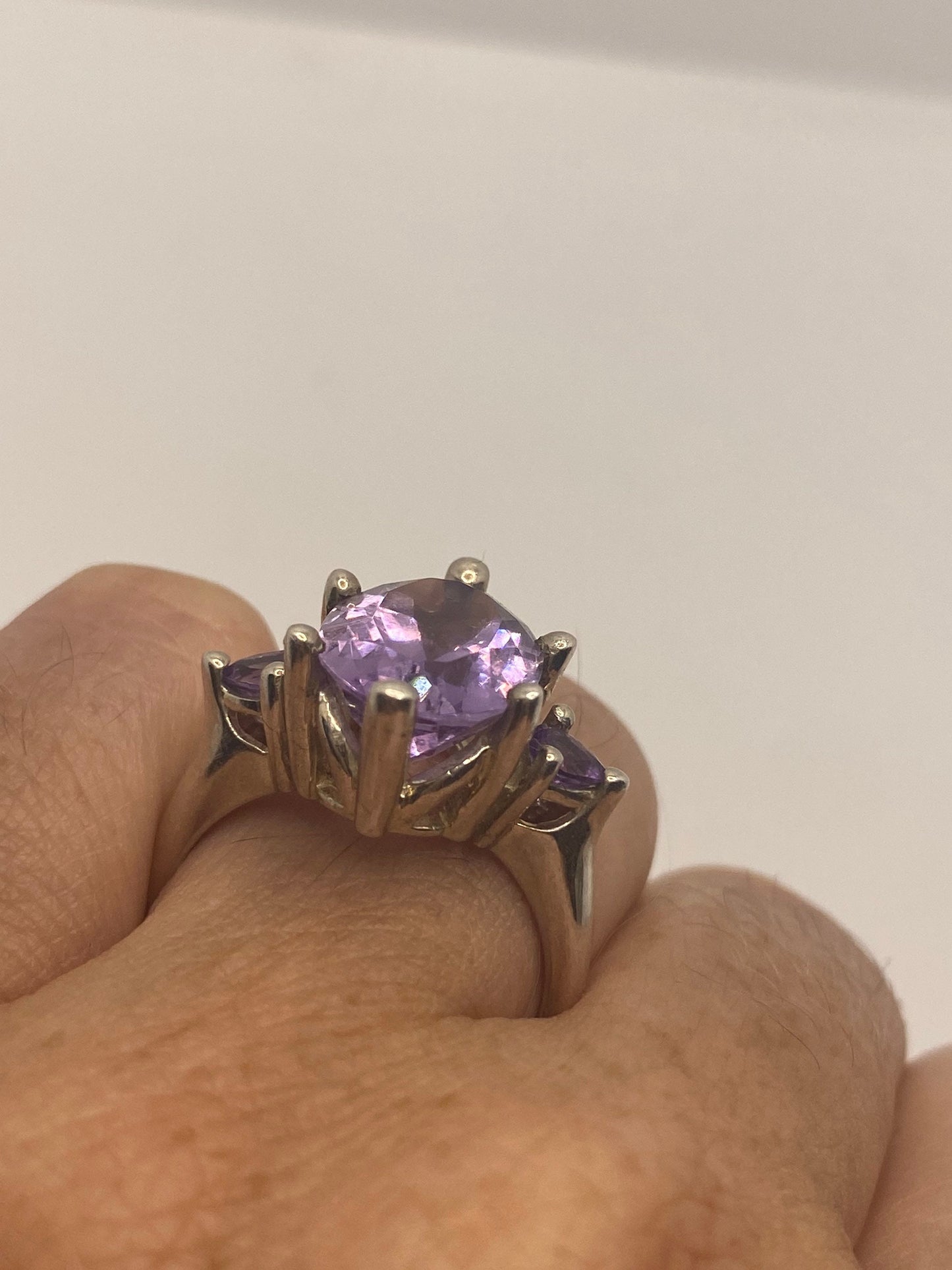 Vintage Purple Amethyst Ring 925 Sterling Silver