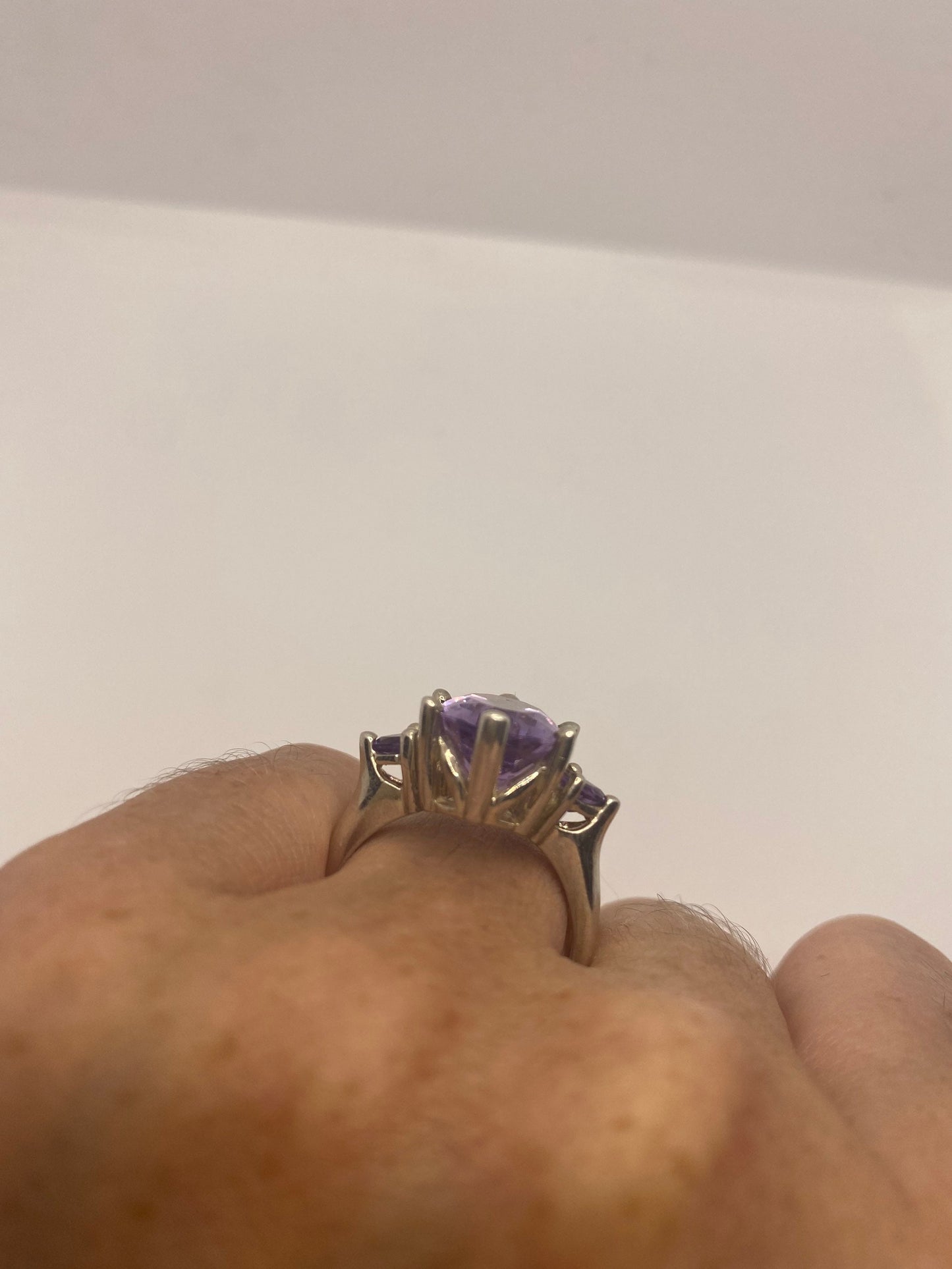 Vintage Purple Amethyst Ring 925 Sterling Silver