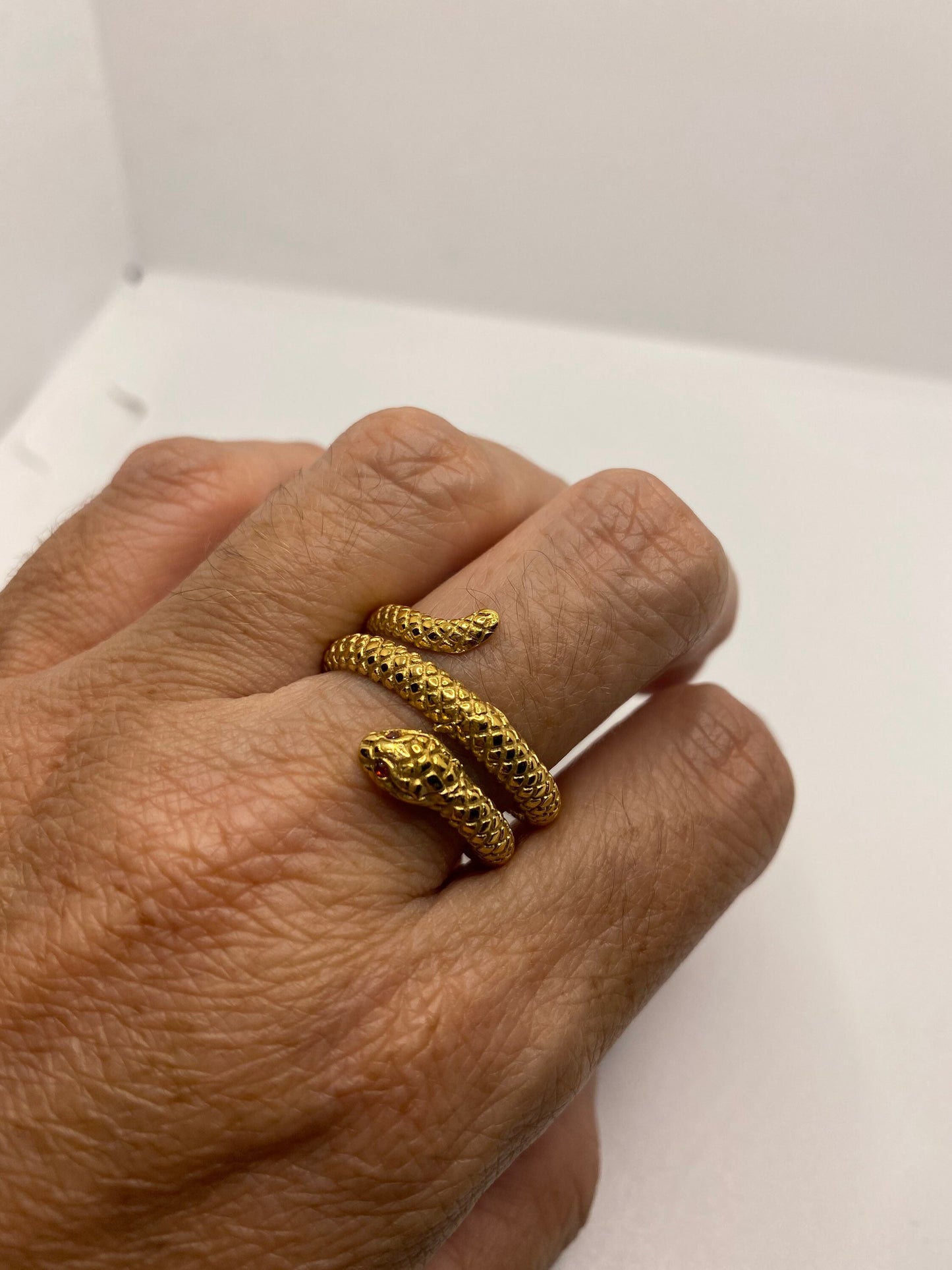Vintage Gothic 18k Gold Finish Stainless Steel Snake Ring