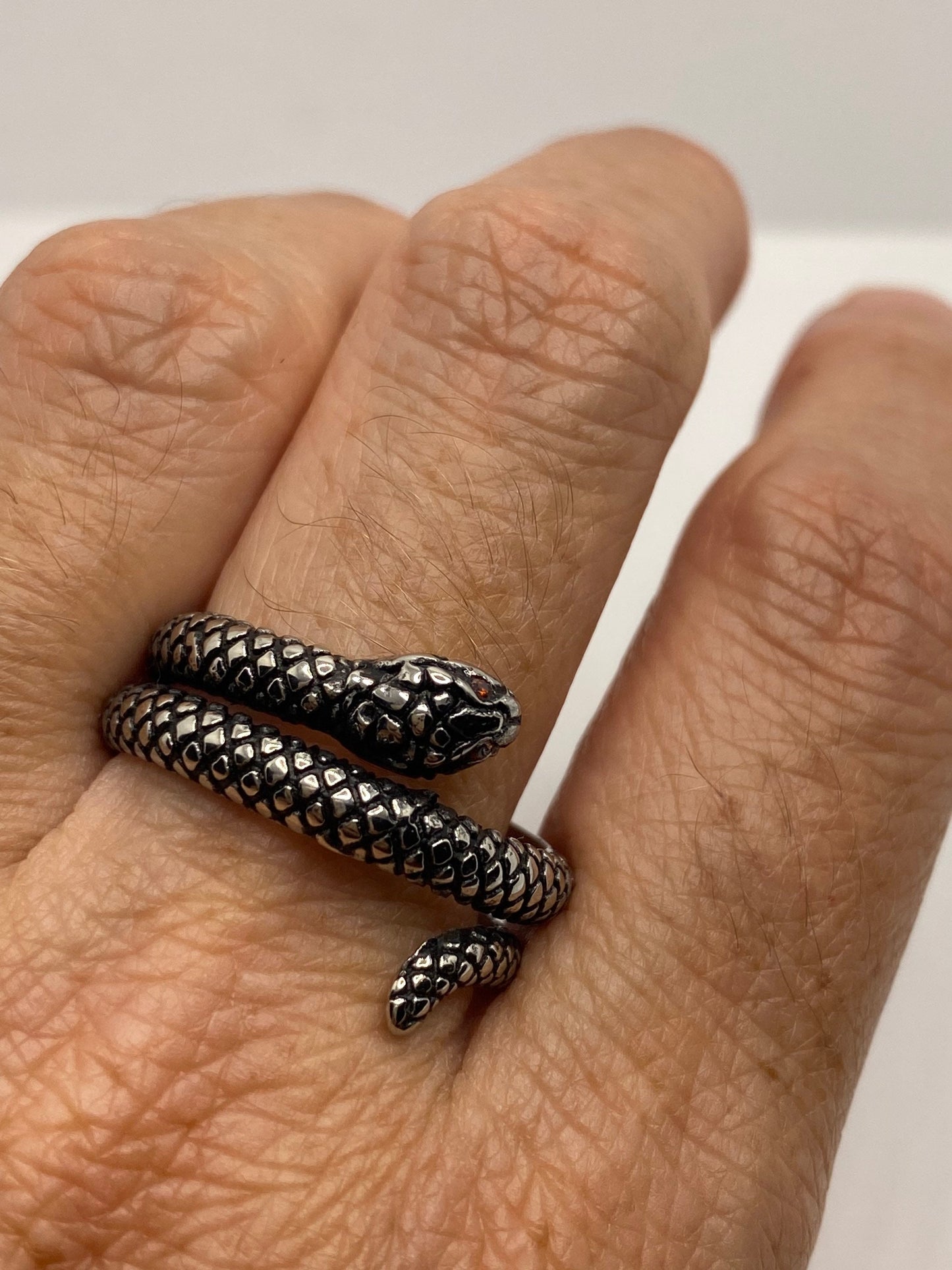 Vintage Gothic Stainless Steel Snake Serpent Mens Ring