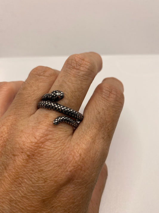 Vintage Gothic Stainless Steel Snake Serpent Mens Ring