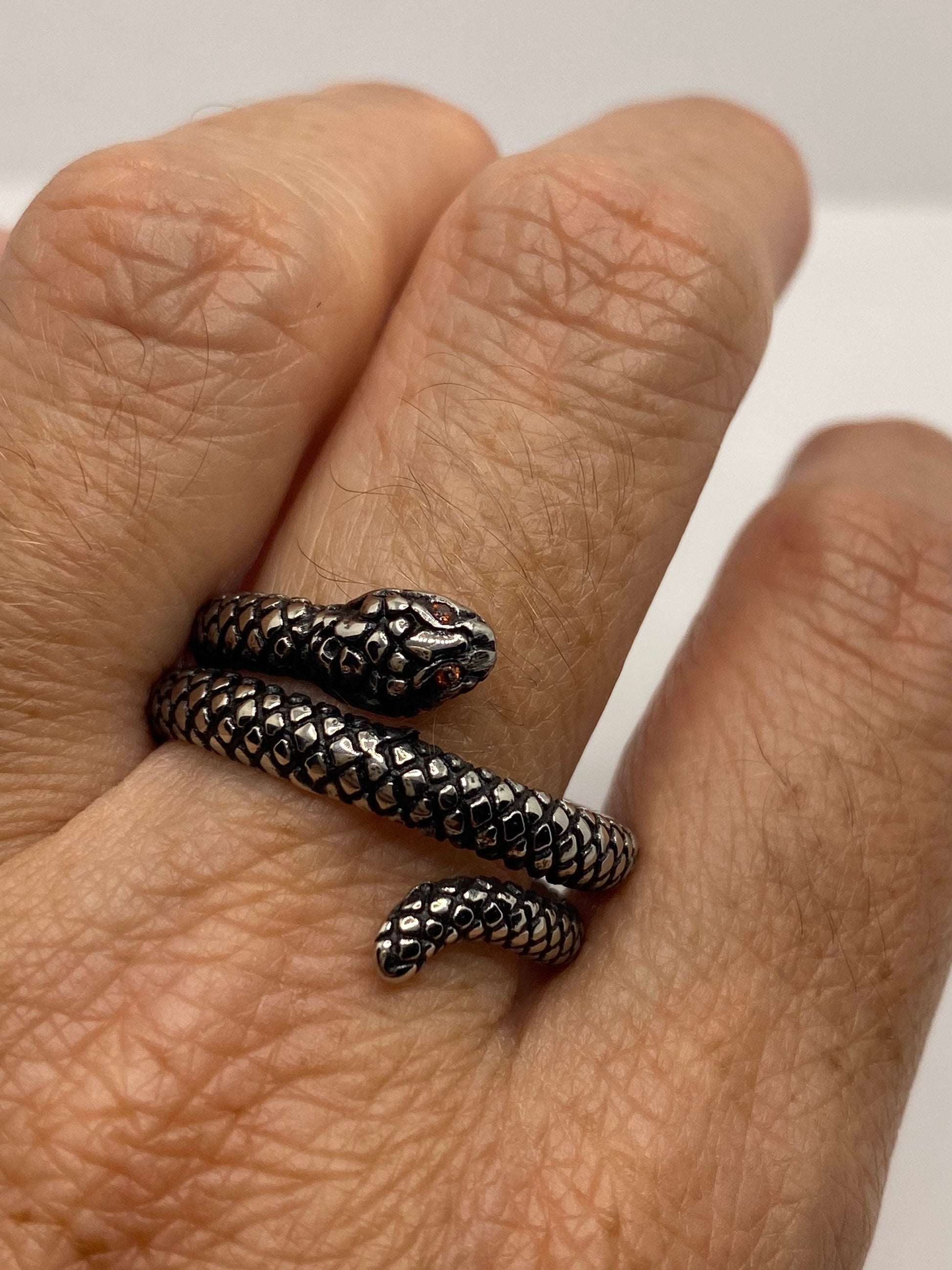 Vintage Gothic Stainless Steel Snake Serpent Mens Ring