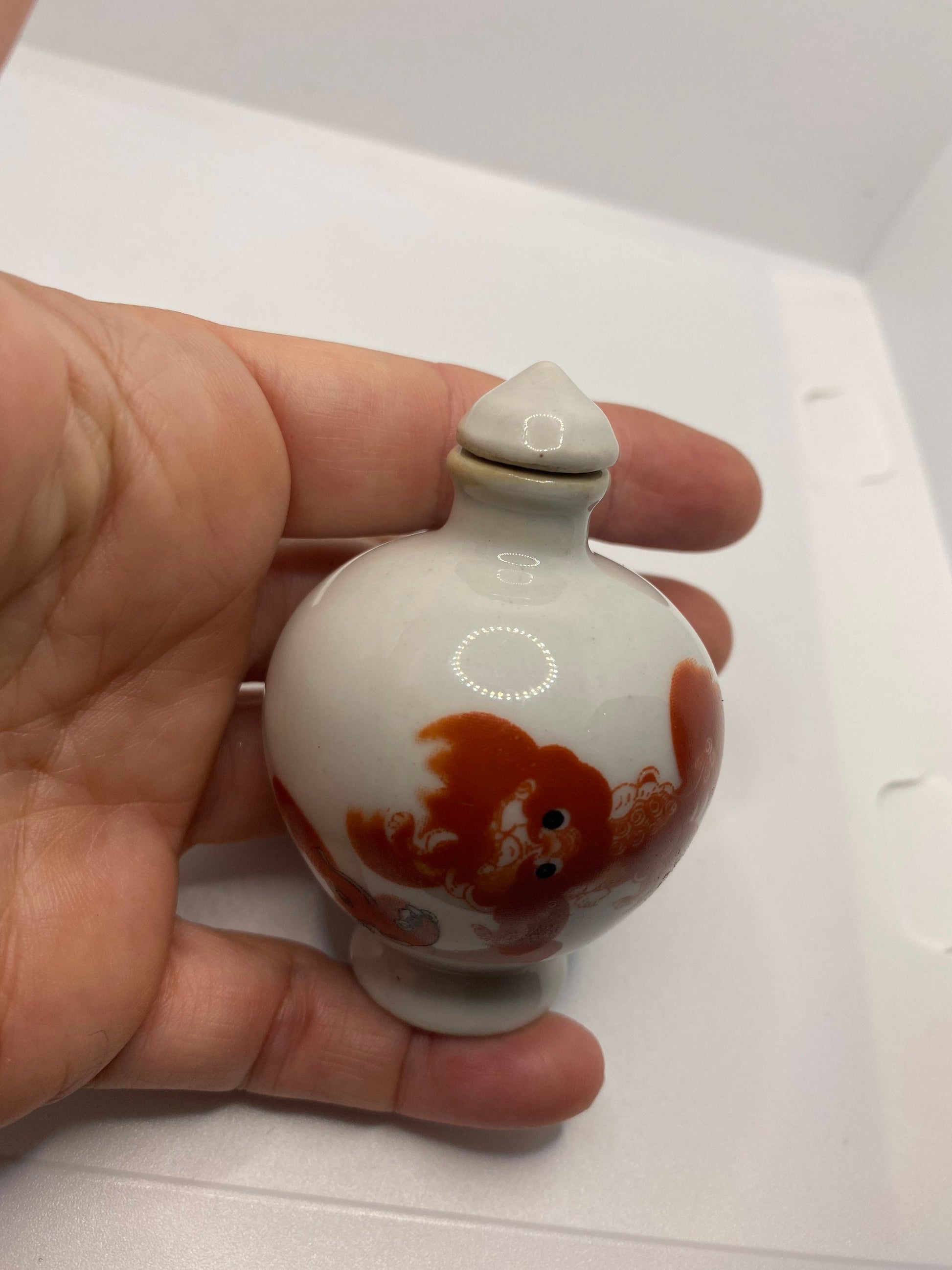 Vintage Dragon Bottle Snuff Perfume Flask Hand Painted Porcelain