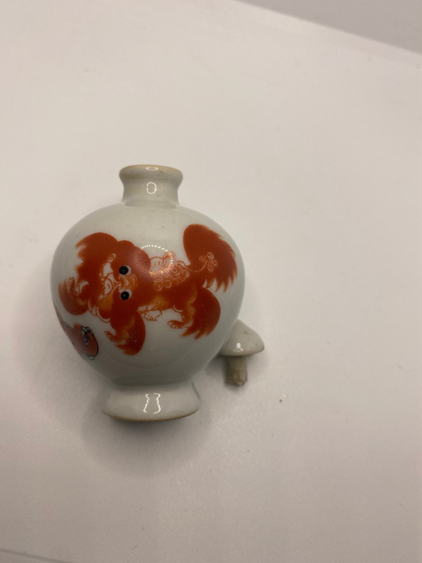 Vintage Dragon Bottle Snuff Perfume Flask Hand Painted Porcelain