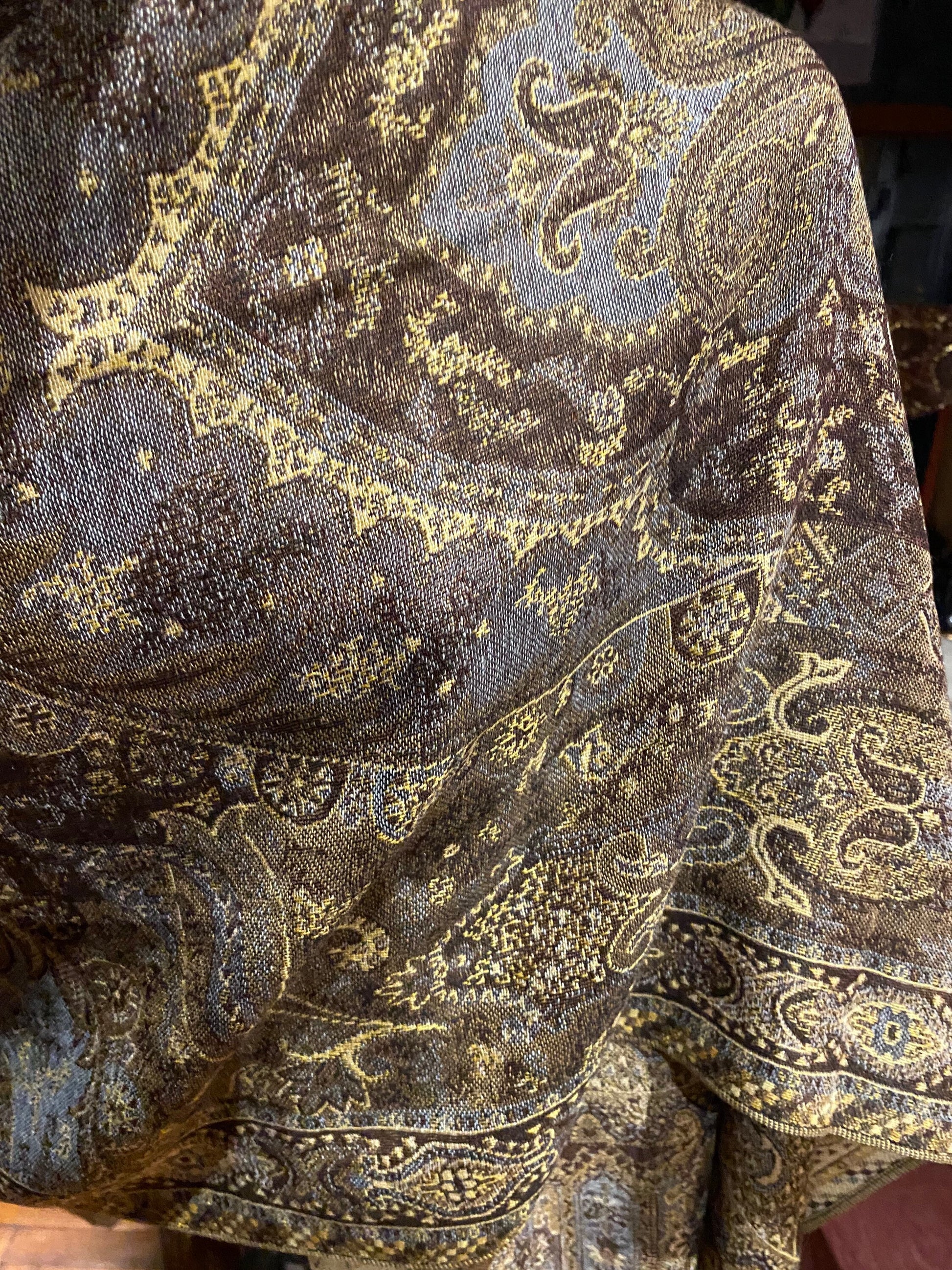 Jamawar Paisley Brocade Pashmina Scarf Wrap Shawl