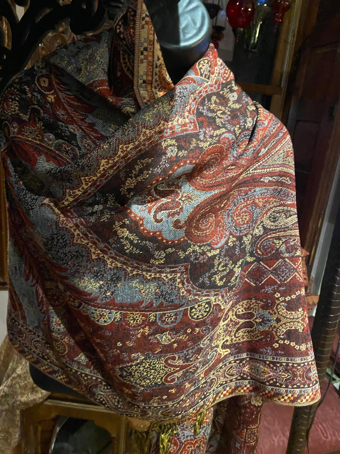 Jamawar Paisley Brocade Pashmina Scarf Wrap Shawl