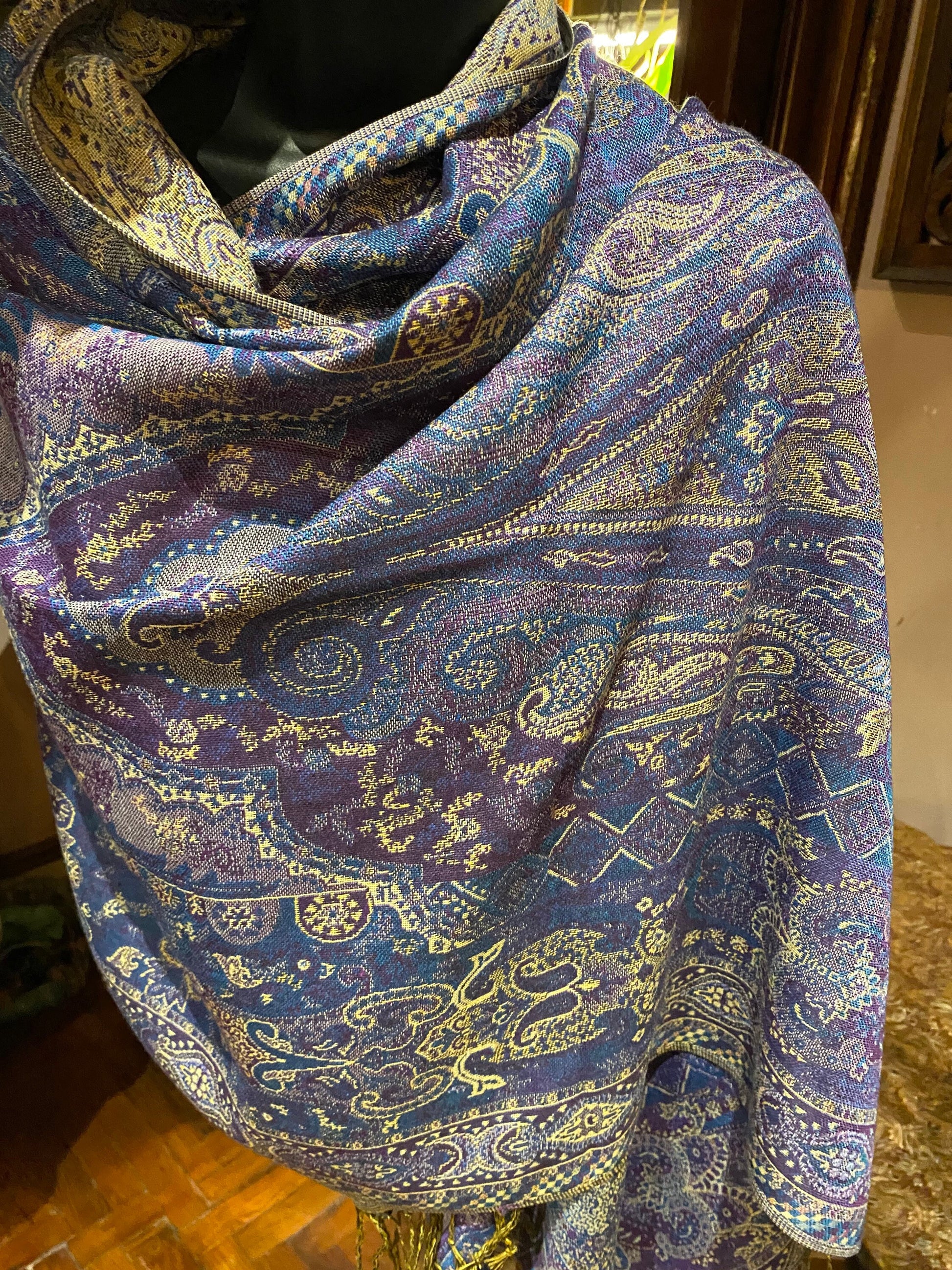 Jamawar Paisley Brocade Pashmina Scarf Wrap Shawl