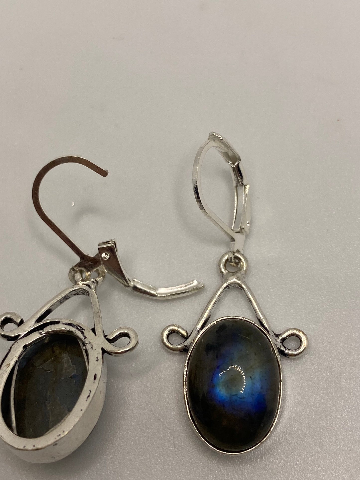 Vintage Labradorite Silver Dangle Earrings