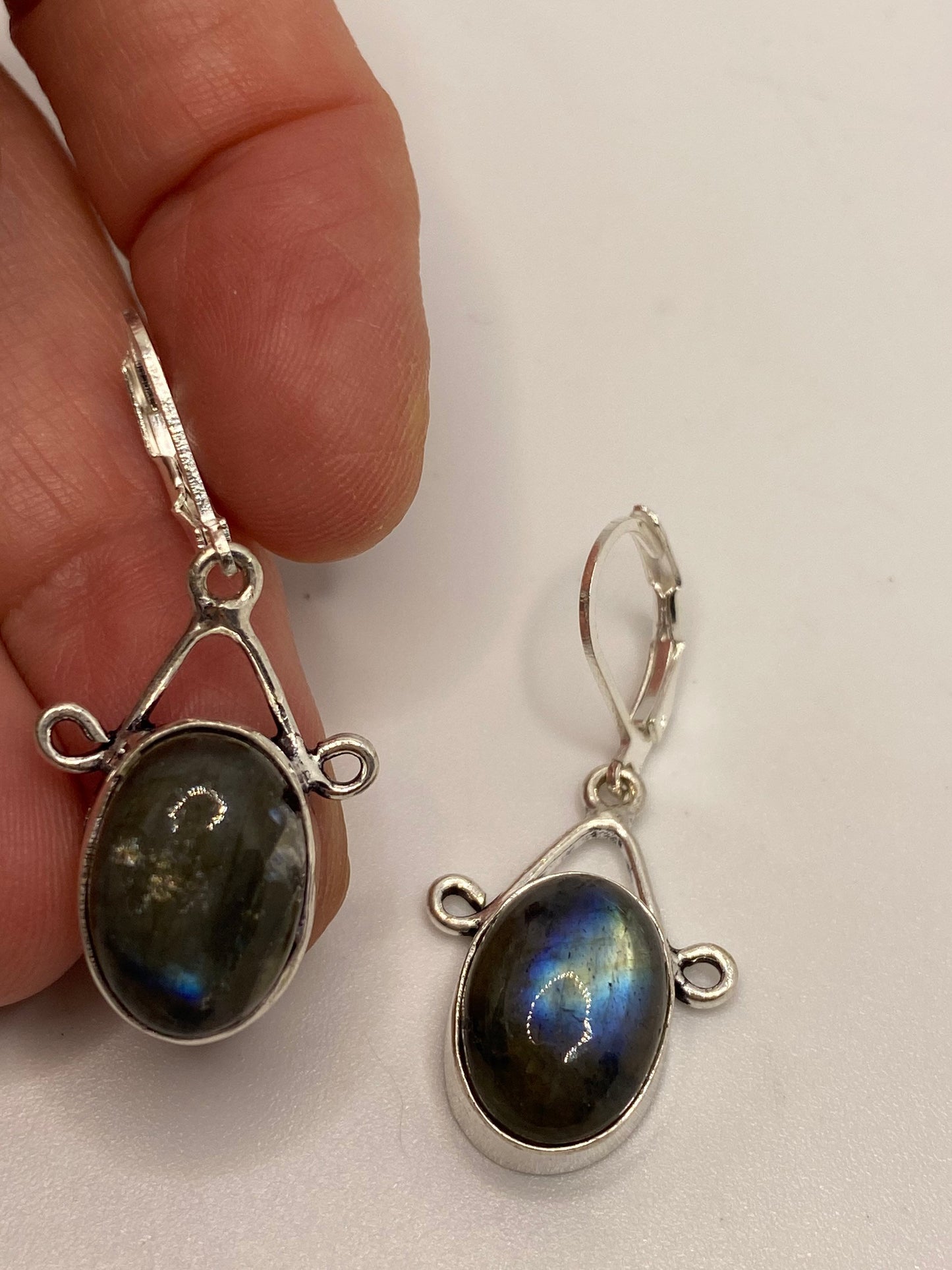 Vintage Labradorite Silver Dangle Earrings