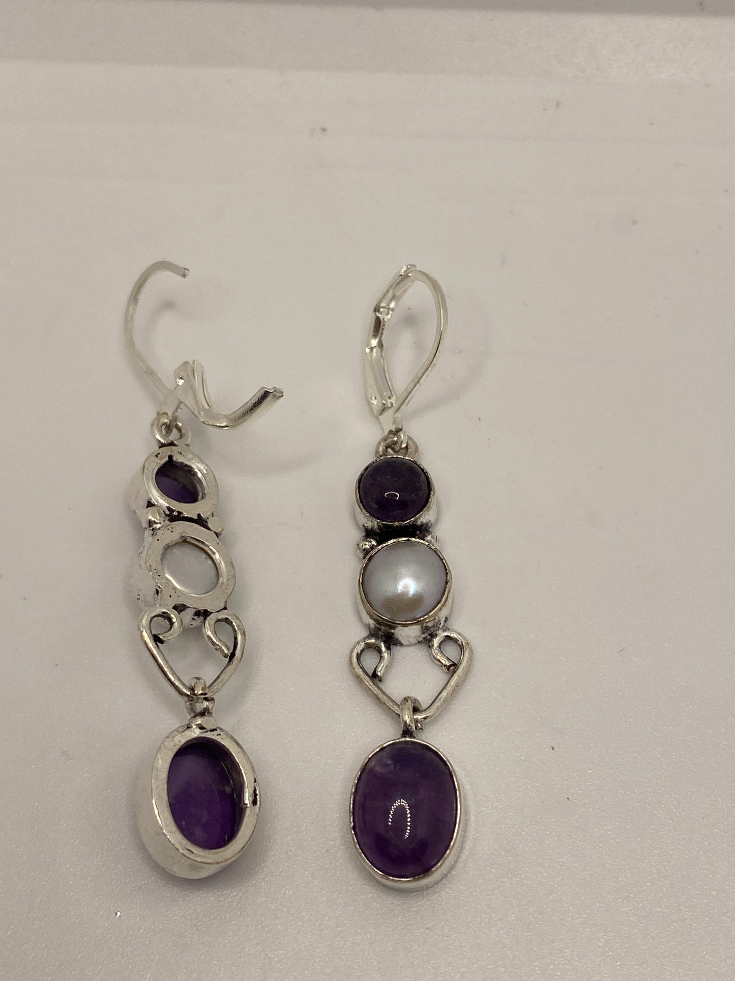 Vintage Sterling Silver Purple Amethyst Earrings