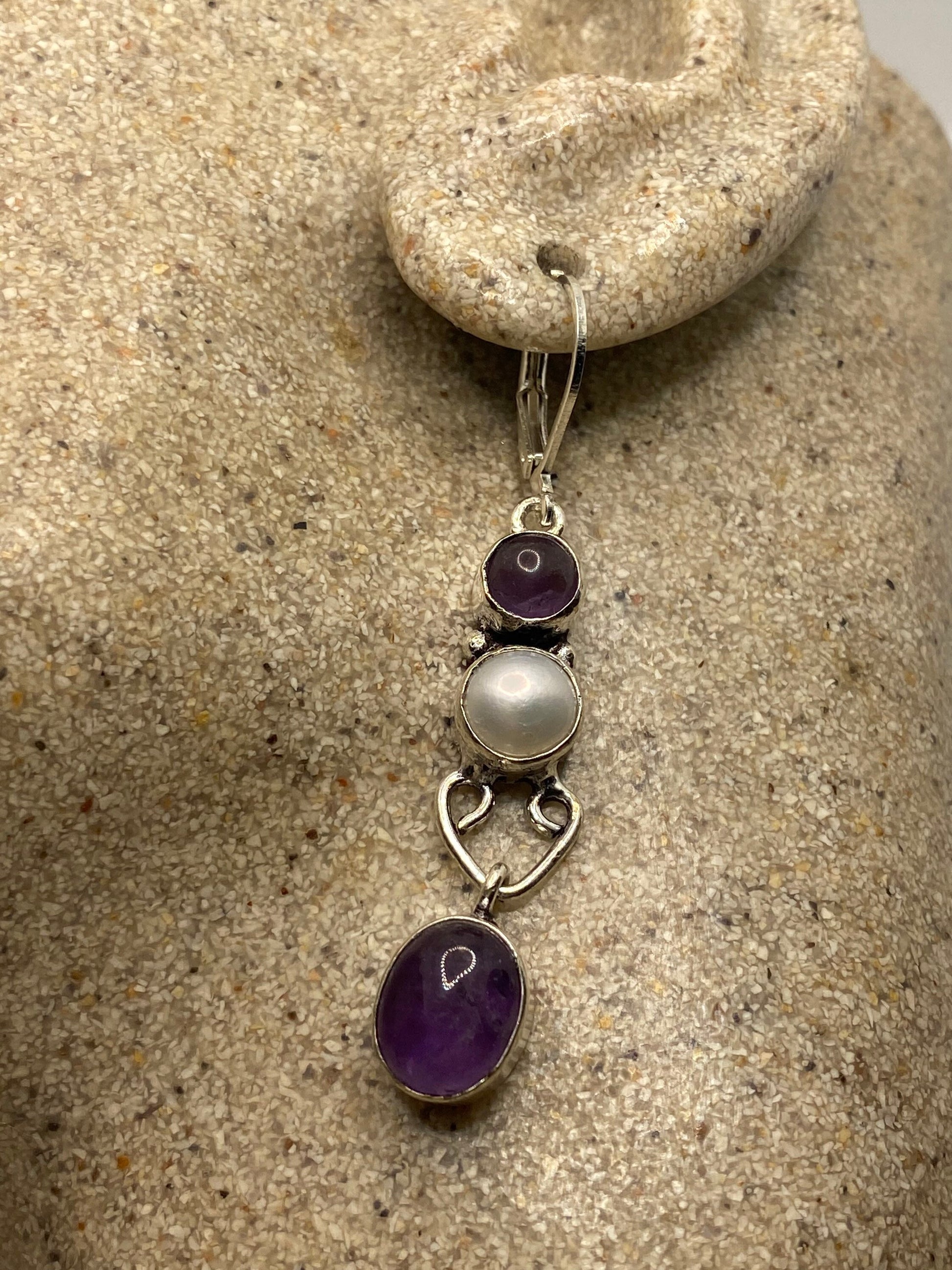 Vintage Sterling Silver Purple Amethyst Earrings