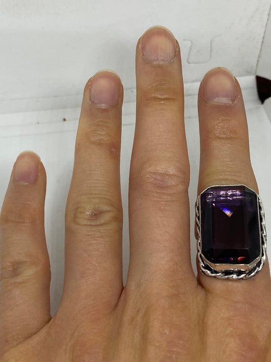 Vintage Purple Vintage Art Glass Ring Long Knuckle Ring