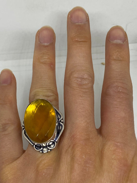 Vintage Golden Vintage Art Glass Ring About 1 Inches Knuckle Ring