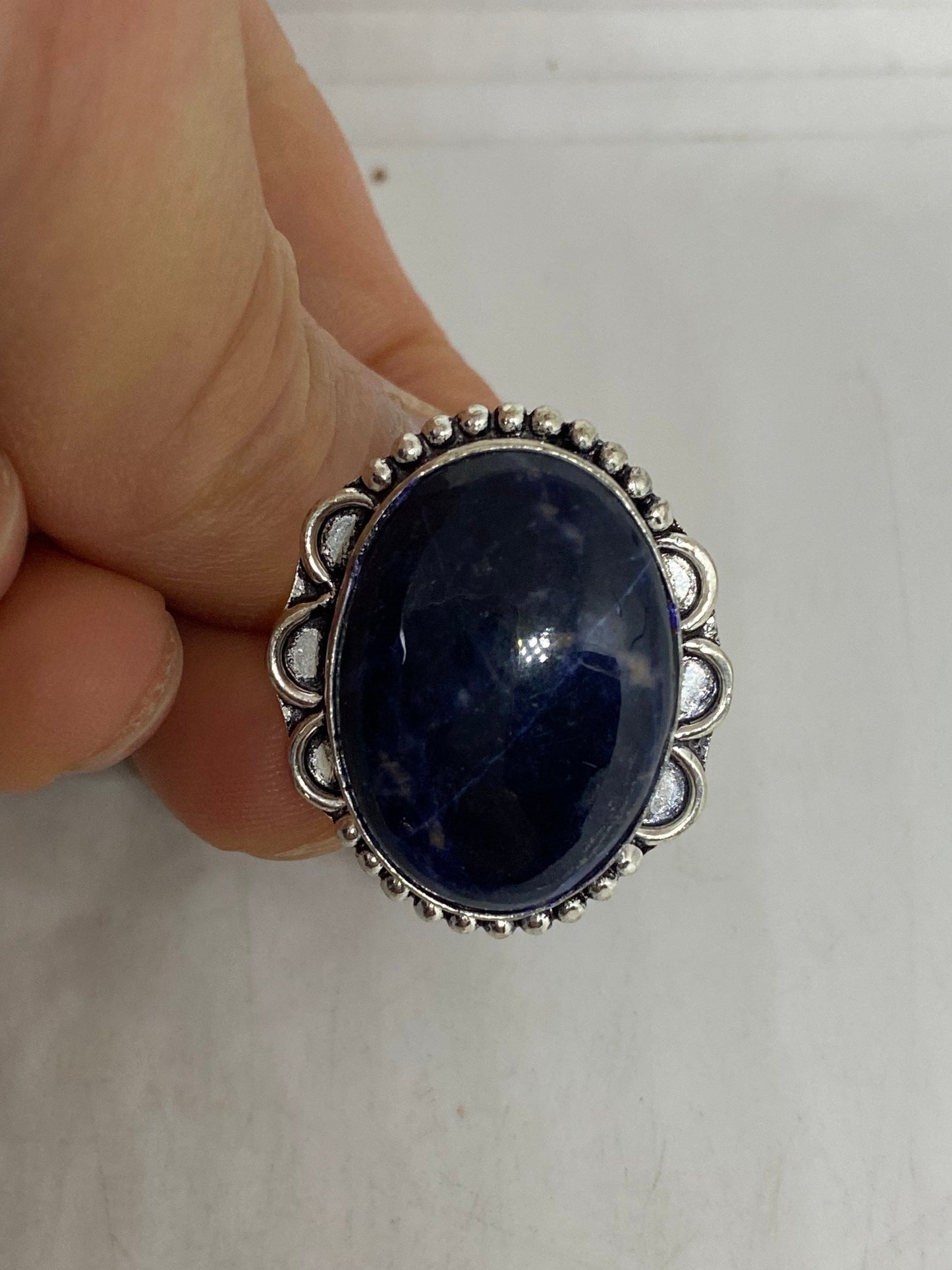 Vintage Blue Genuine Lapis Lazuli Ring Size 7.5