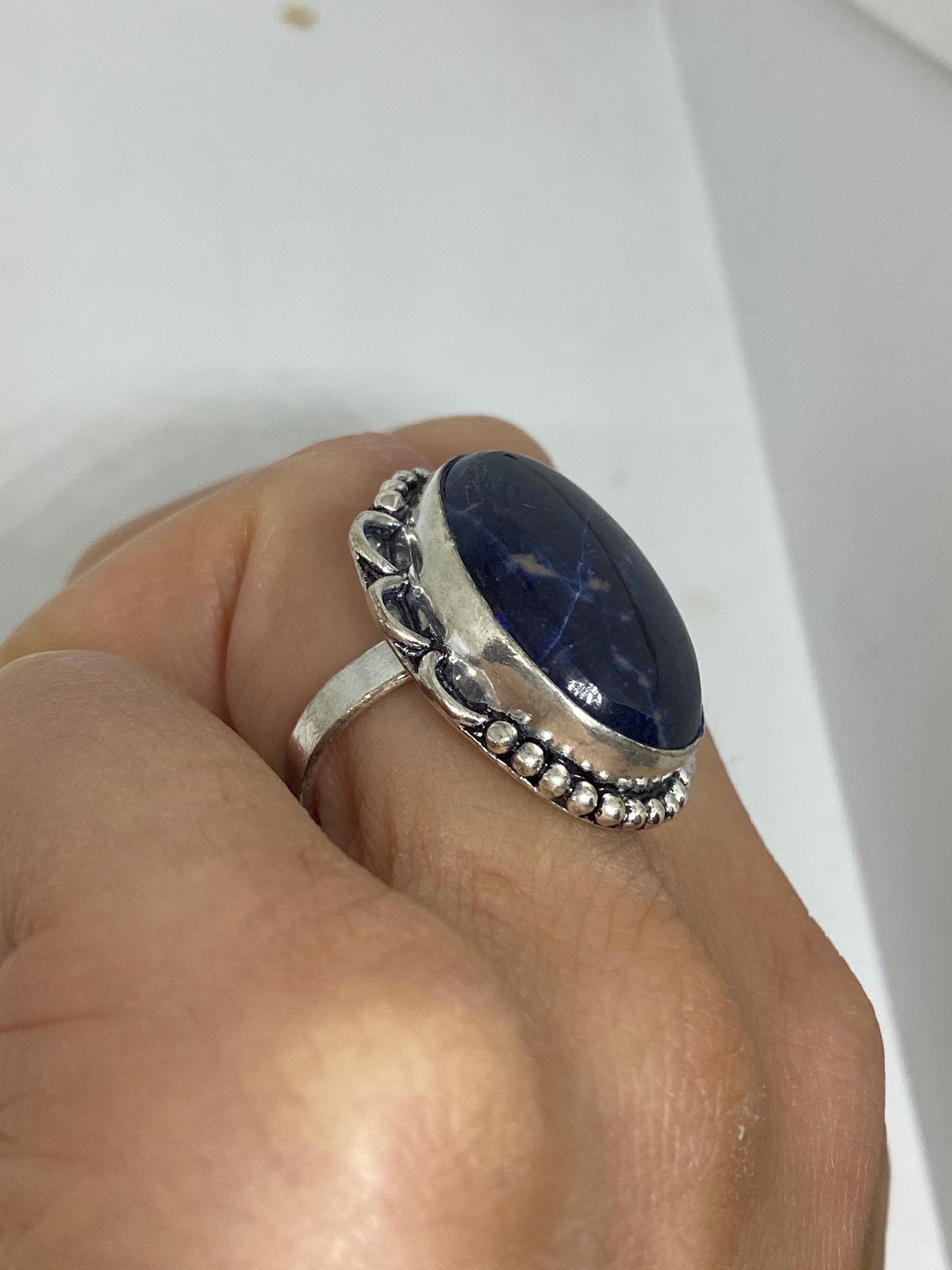Vintage Blue Genuine Lapis Lazuli Ring Size 7.5