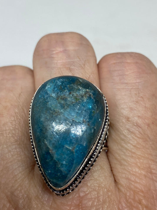 Vintage Blue Moonstone Stone Silver Ring