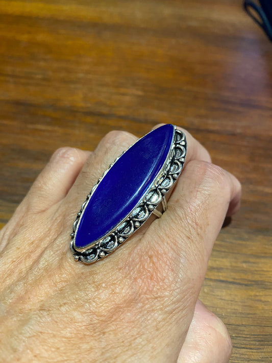 Vintage Blue Genuine Lapis Lazuli Ring Size 9