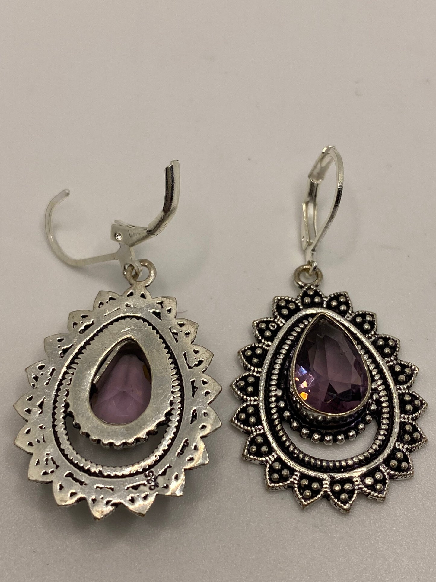 Vintage Sterling Silver Purple Amethyst Earrings