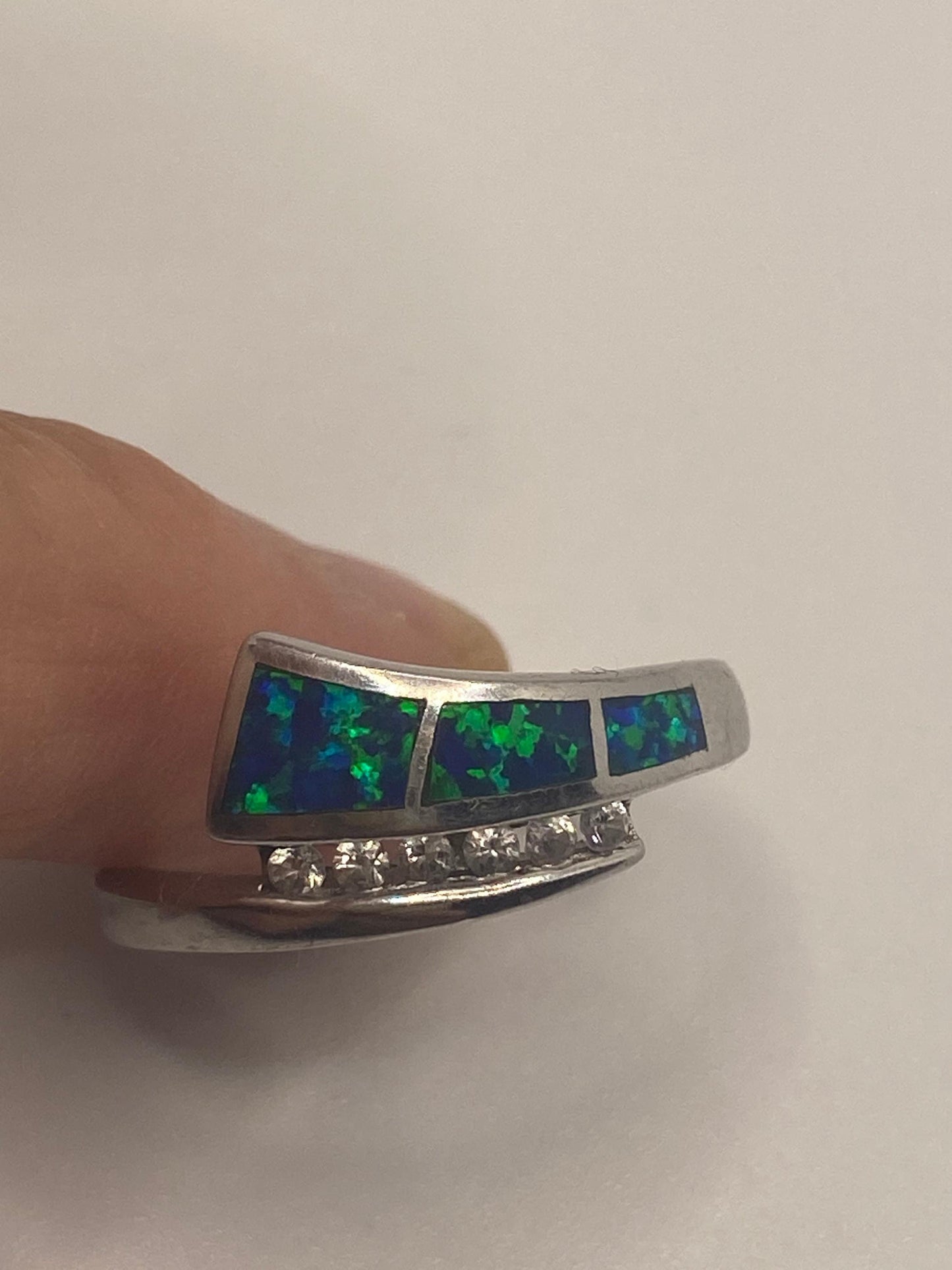 Vintage Opal 925 Sterling Silver Inlay Ring