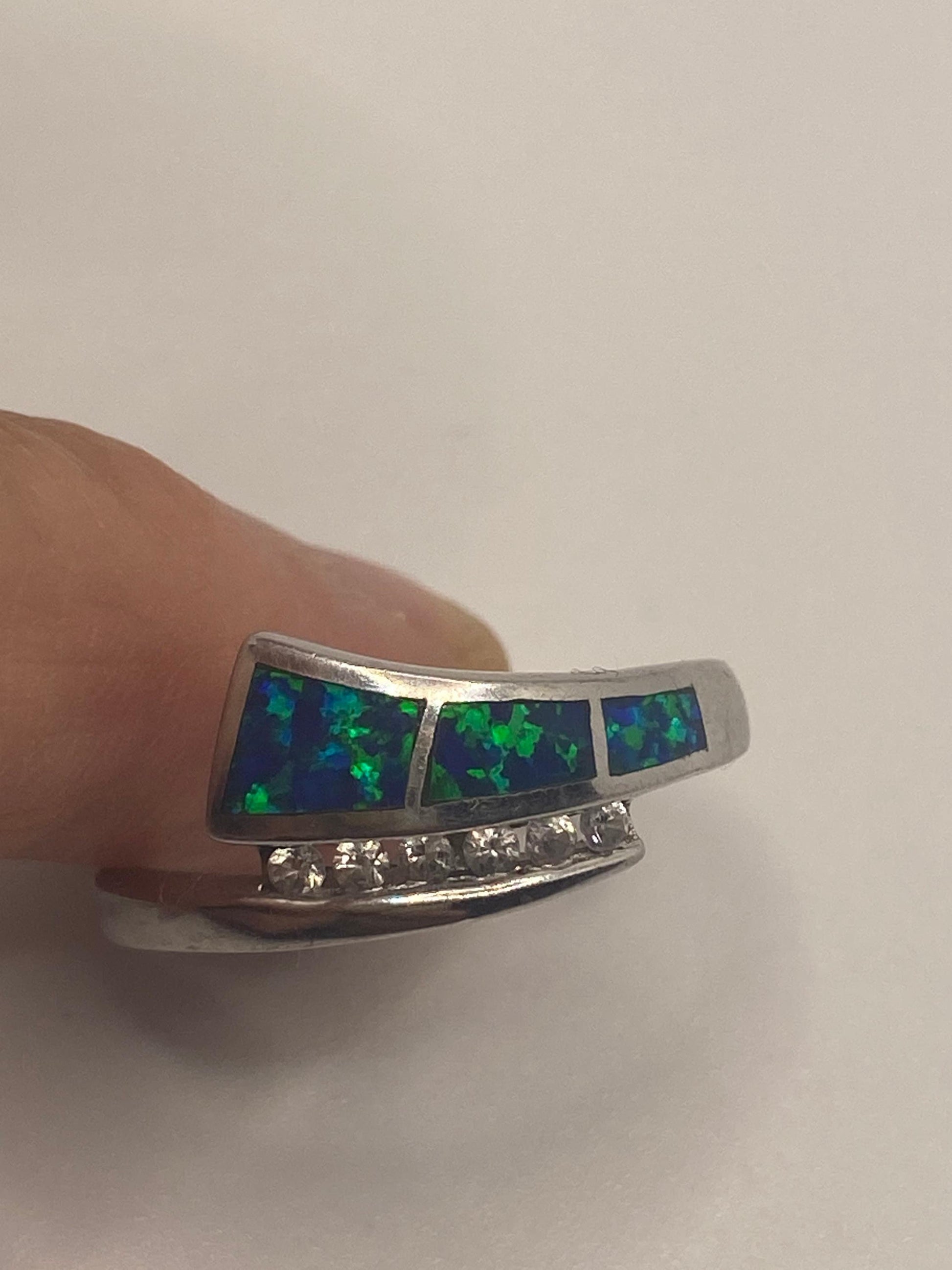 Vintage Opal 925 Sterling Silver Inlay Ring