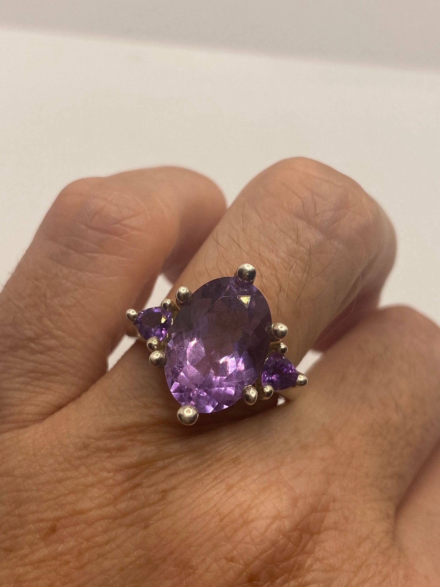 Vintage Purple Amethyst Ring 925 Sterling Silver