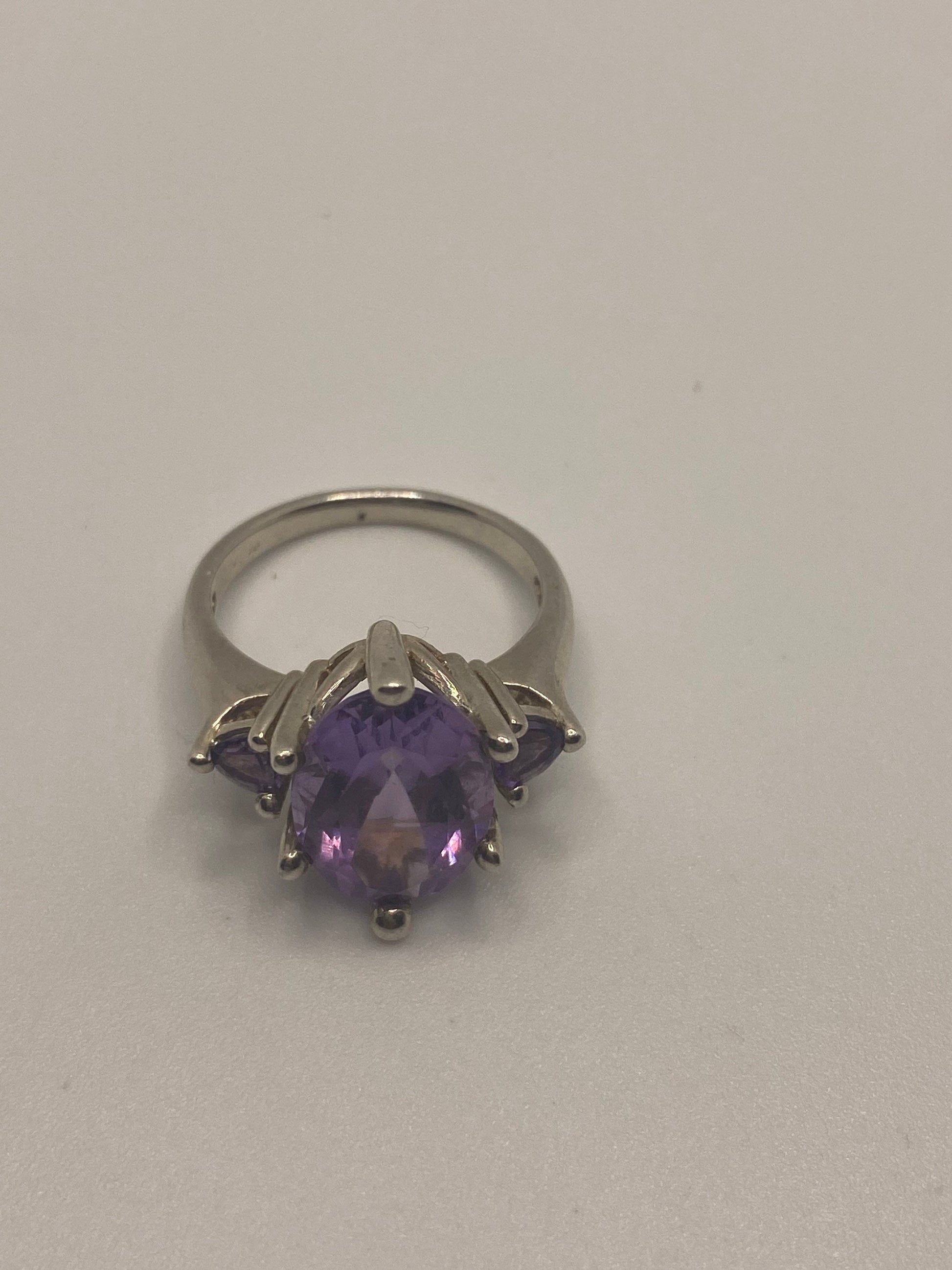 Vintage Purple Amethyst Ring 925 Sterling Silver