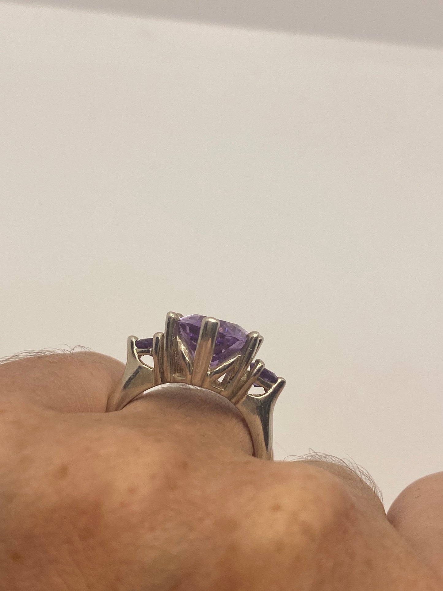 Vintage Purple Amethyst Ring 925 Sterling Silver