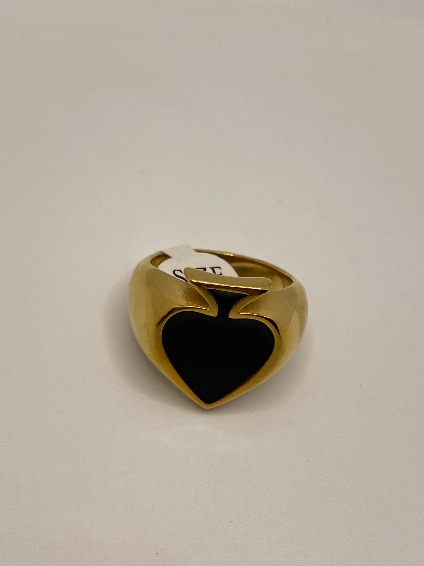 Vintage Black Spade Golden Stainless Steel Ring