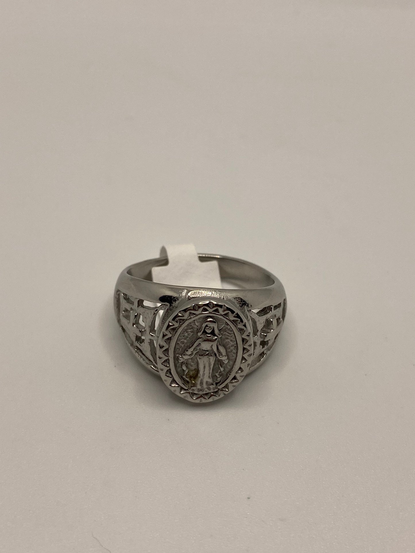 Vintage Mother Mary Saint Mens Ring Stainless Steel