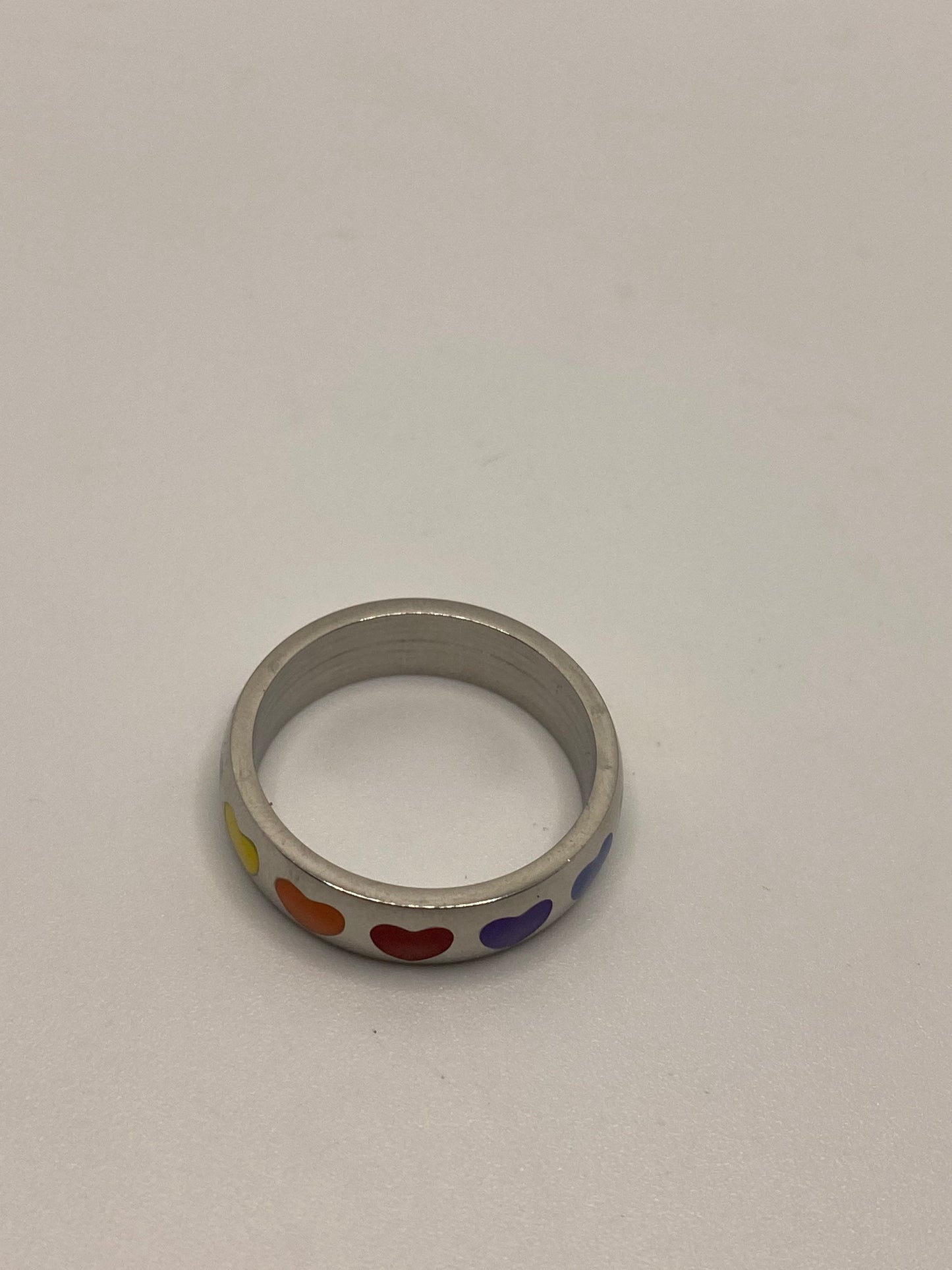 Vintage Heart Rainbow Pride Stainless Steel Band Infinity Ring