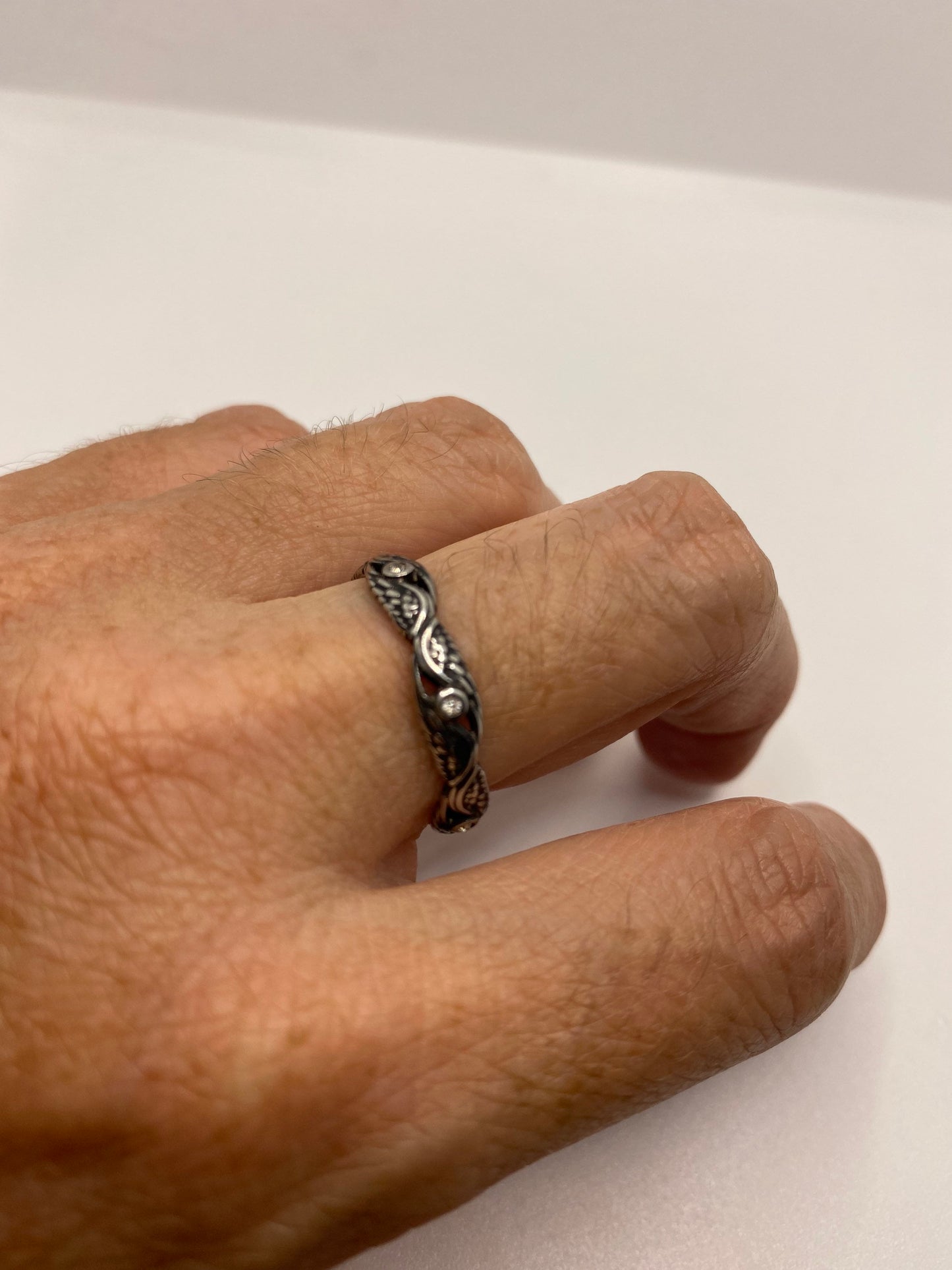 Vintage Celtic Winged Stainless Steel wedding Band Infinity Ring