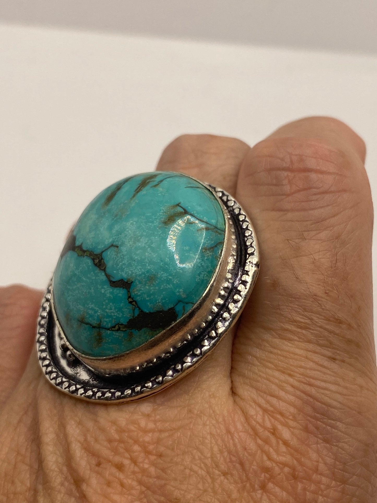 Vintage Blue Genuine Tibetan Turquoise Ring Size 10