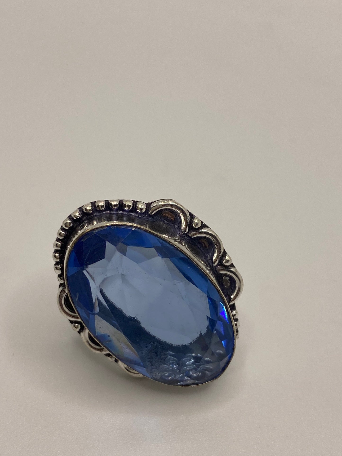 Vintage Blue Ring Antique Art Glass Cocktail
