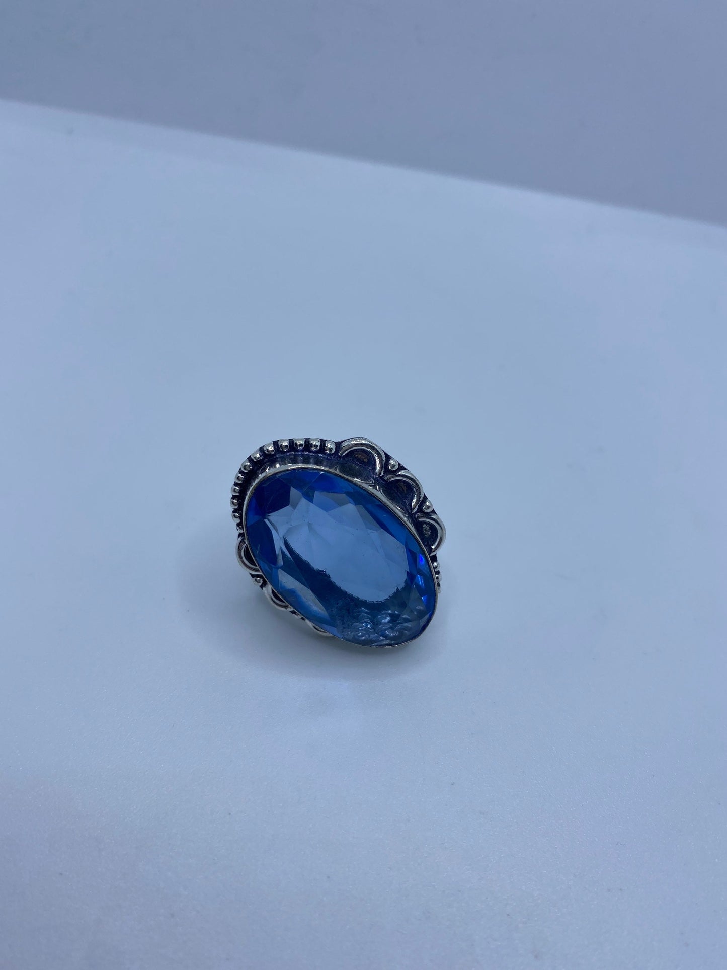 Vintage Blue Ring Antique Art Glass Cocktail