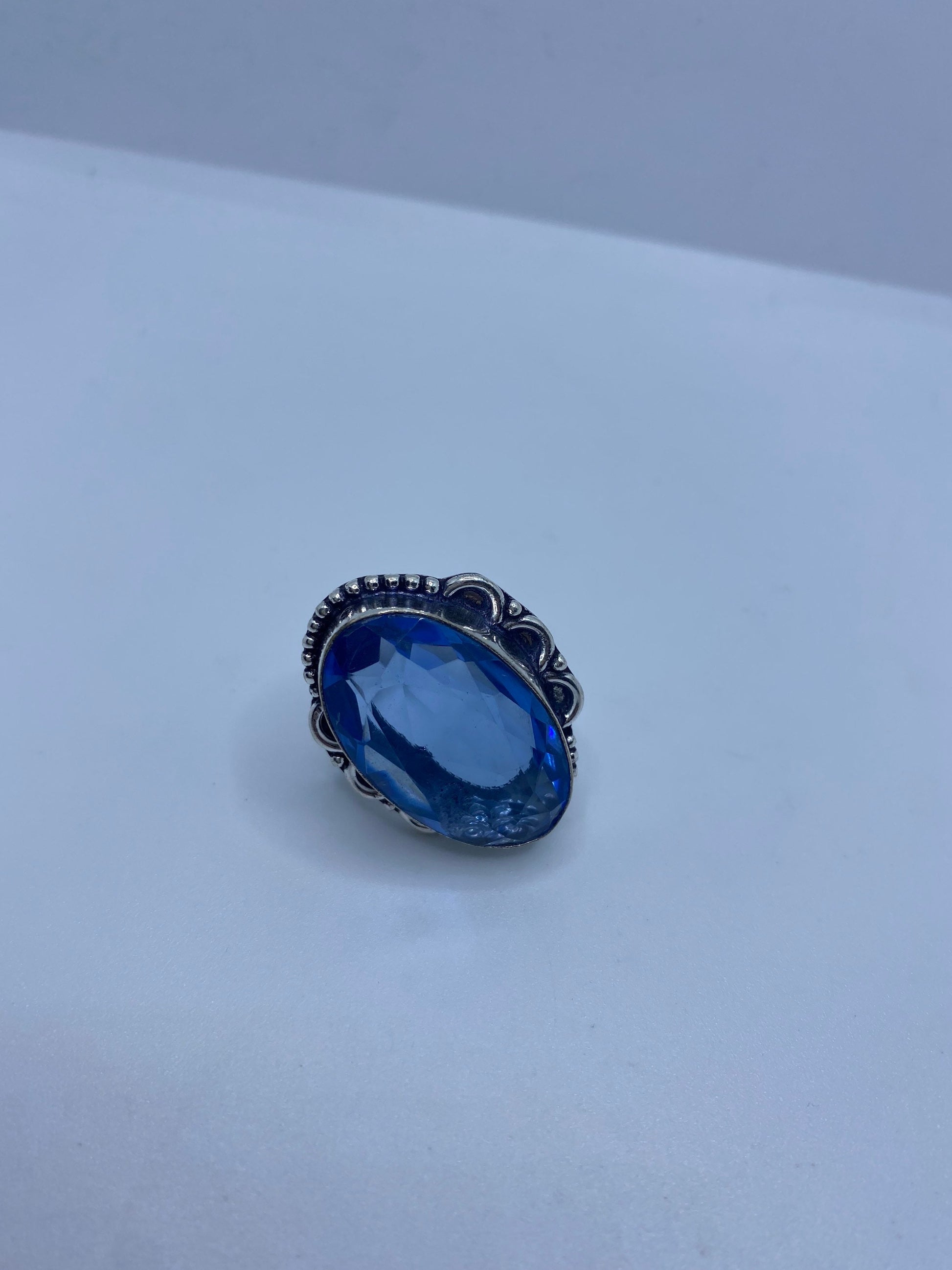 Vintage Blue Ring Antique Art Glass Cocktail