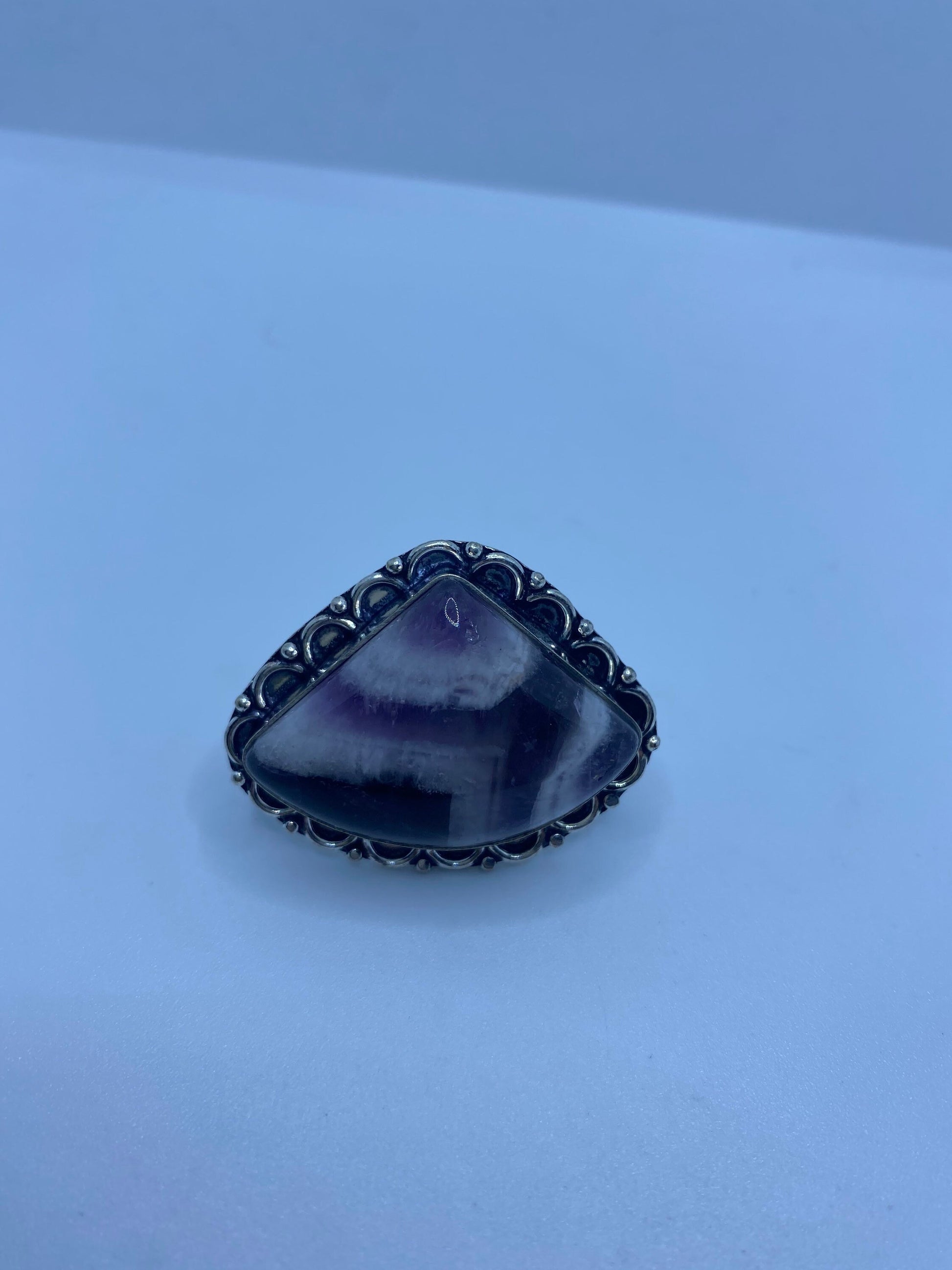 Vintage Genuine Amethyst Lace Agate Ring