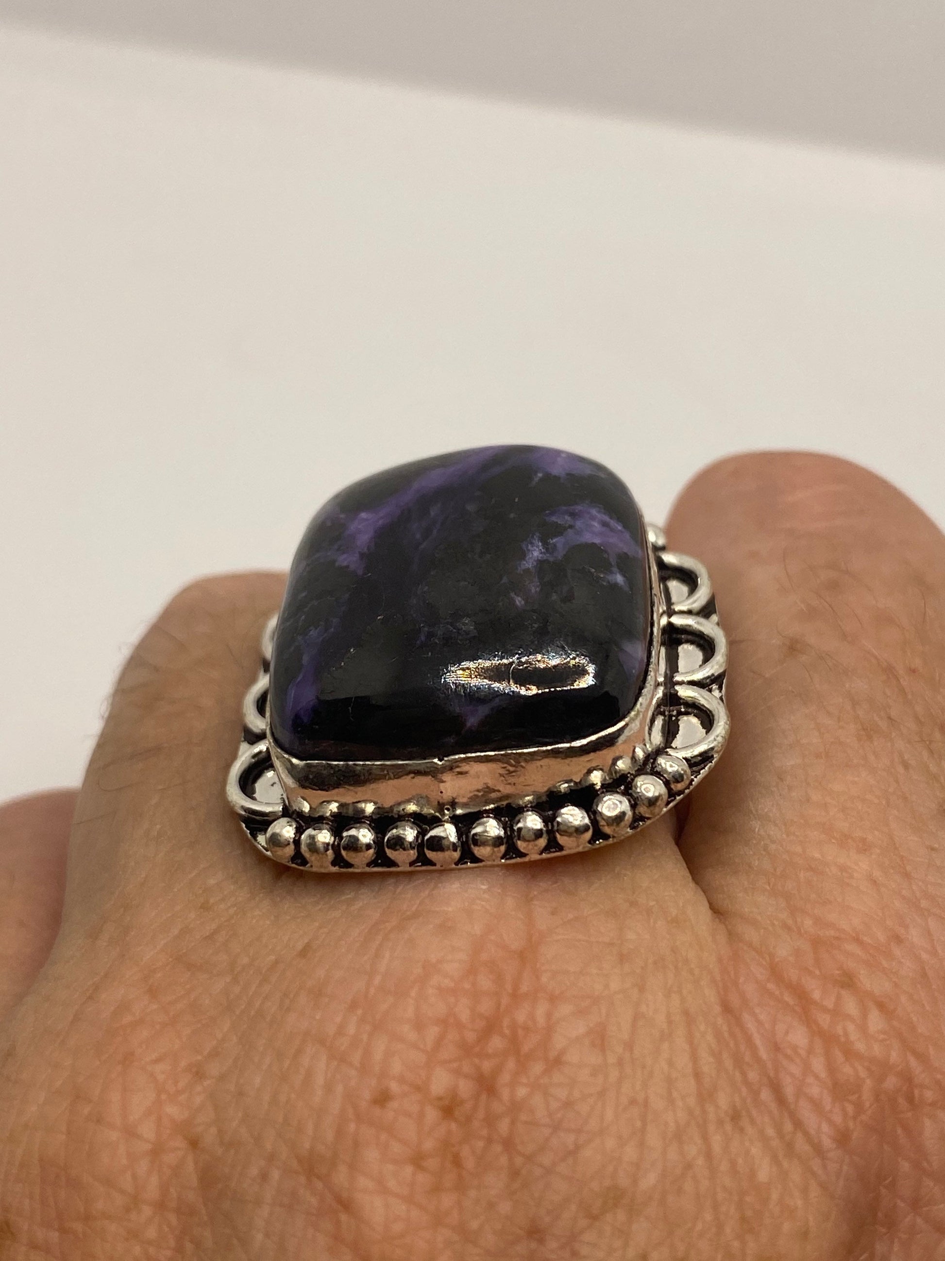 Vintage Genuine Amethyst Lace Agate Ring