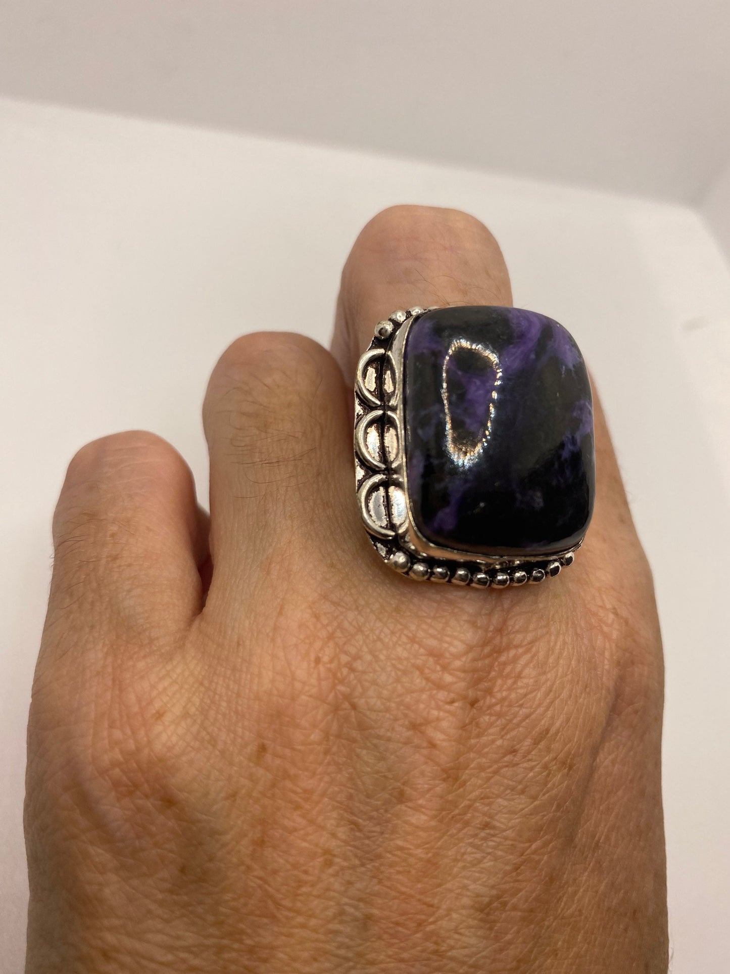 Vintage Genuine Amethyst Lace Agate Ring