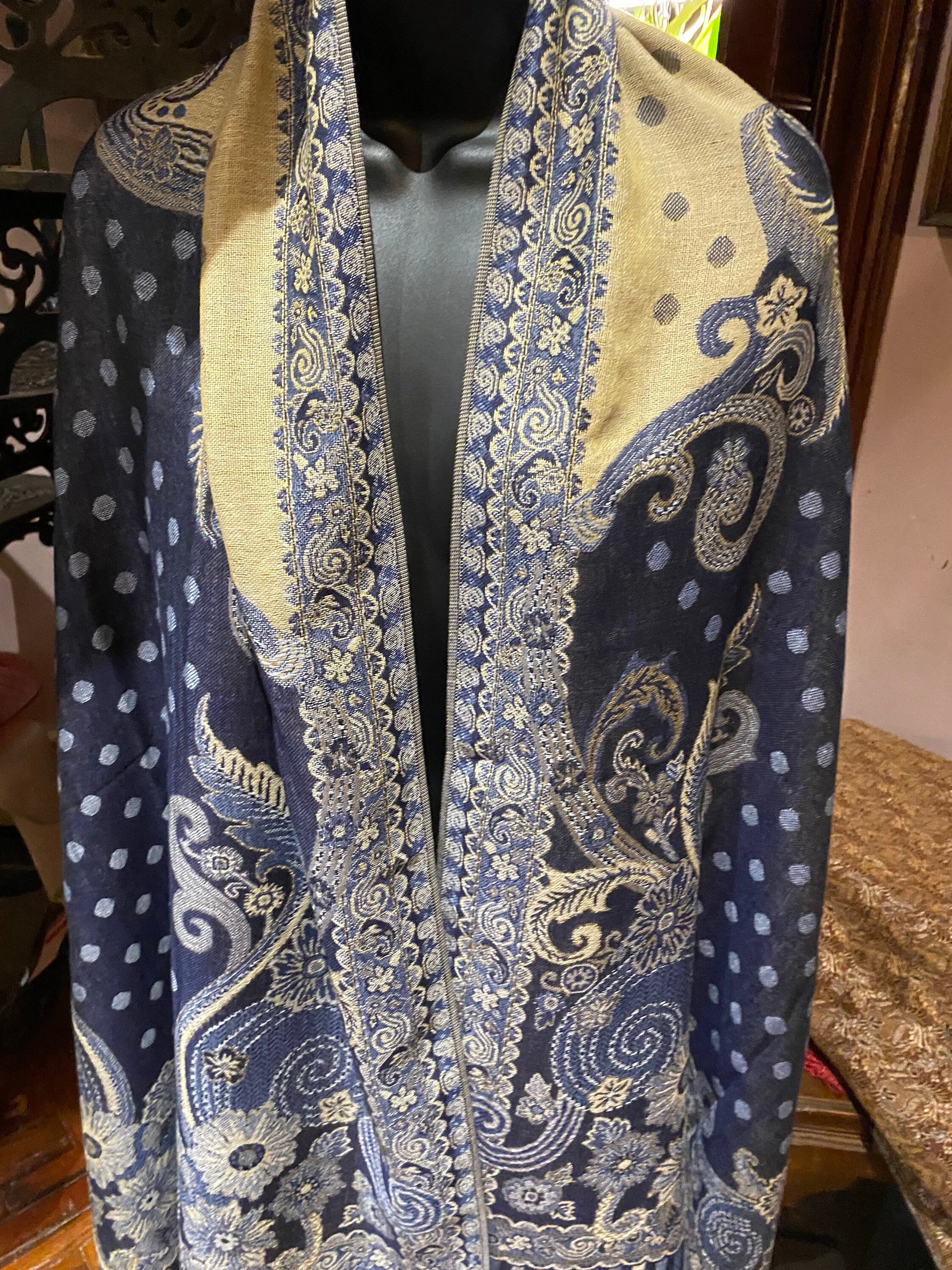 Jamawar Paisley Brocade Pashmina Scarf Wrap Shawl