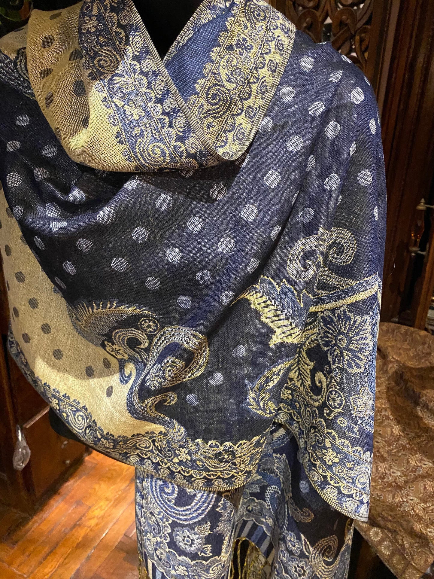 Jamawar Paisley Brocade Pashmina Scarf Wrap Shawl