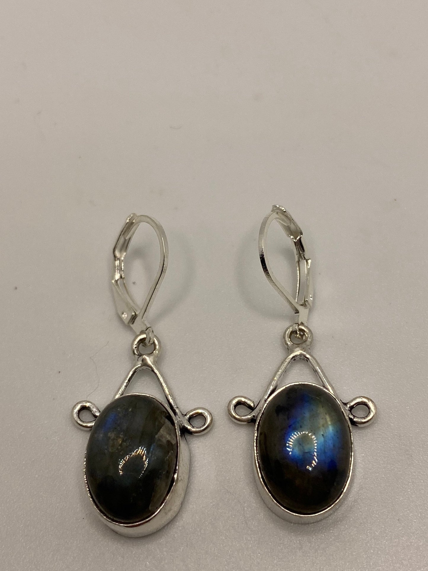 Vintage Labradorite Silver Dangle Earrings