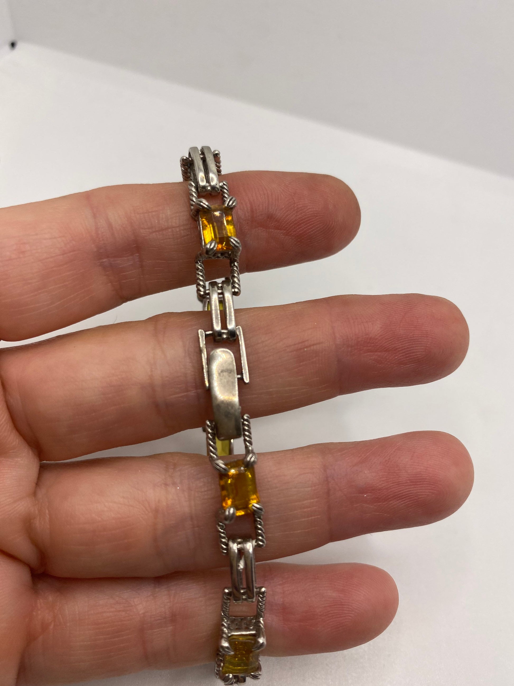 Vintage Orange Fire Opal Bracelet 925 Sterling Silver