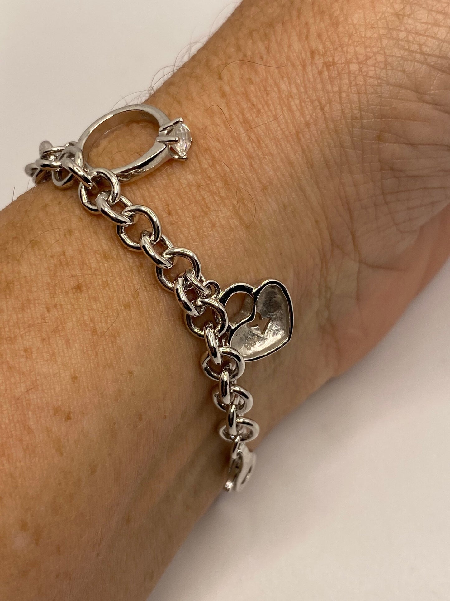 Vintage 925 Sterling Silver Chain Link Charm Bracelet