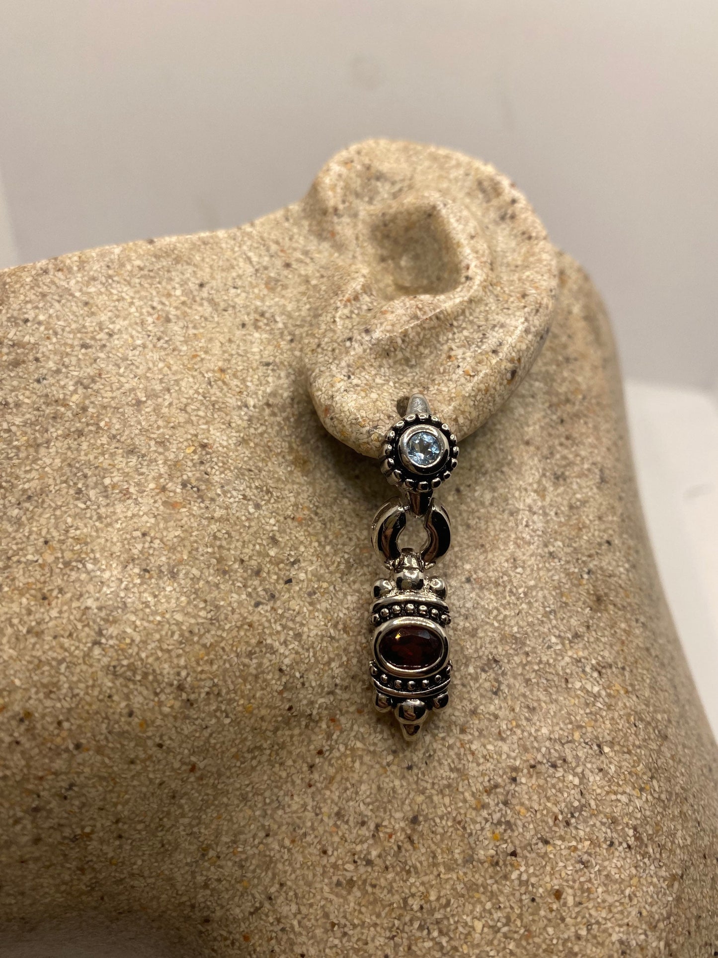 Vintage 925 Sterling Silver Bohemian Garnet Earrings